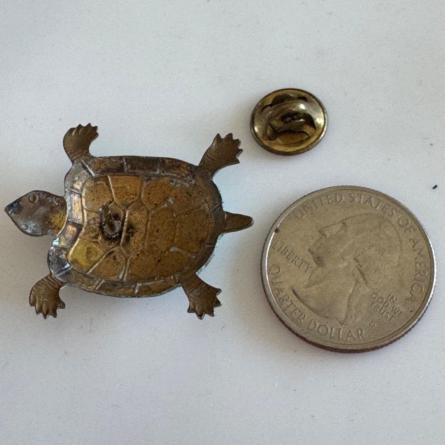 Vintage Copper Turtle Brooch with Patina Pin