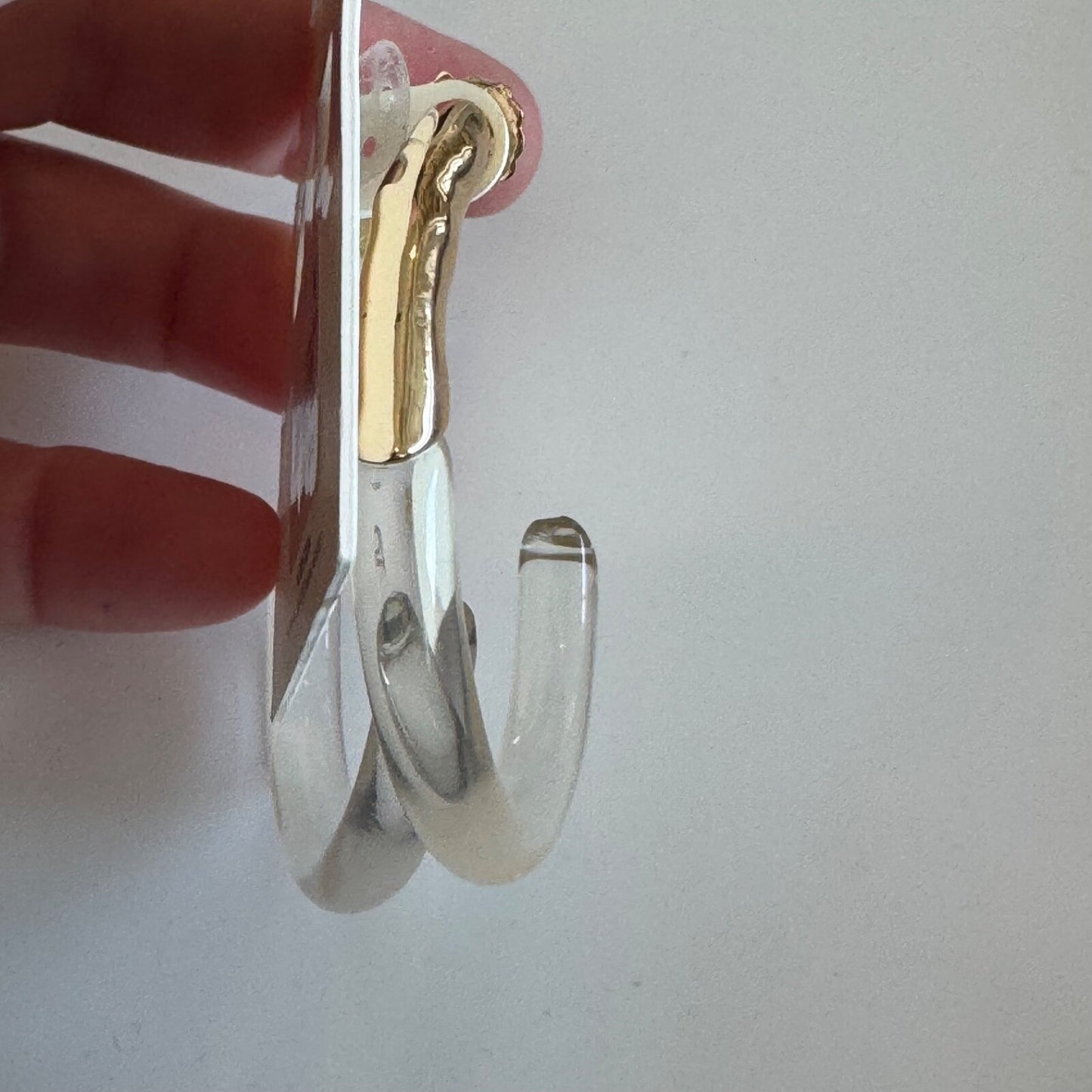 Open Edit Gold and Lucite Large Hoop Earrings New On Card Pierced