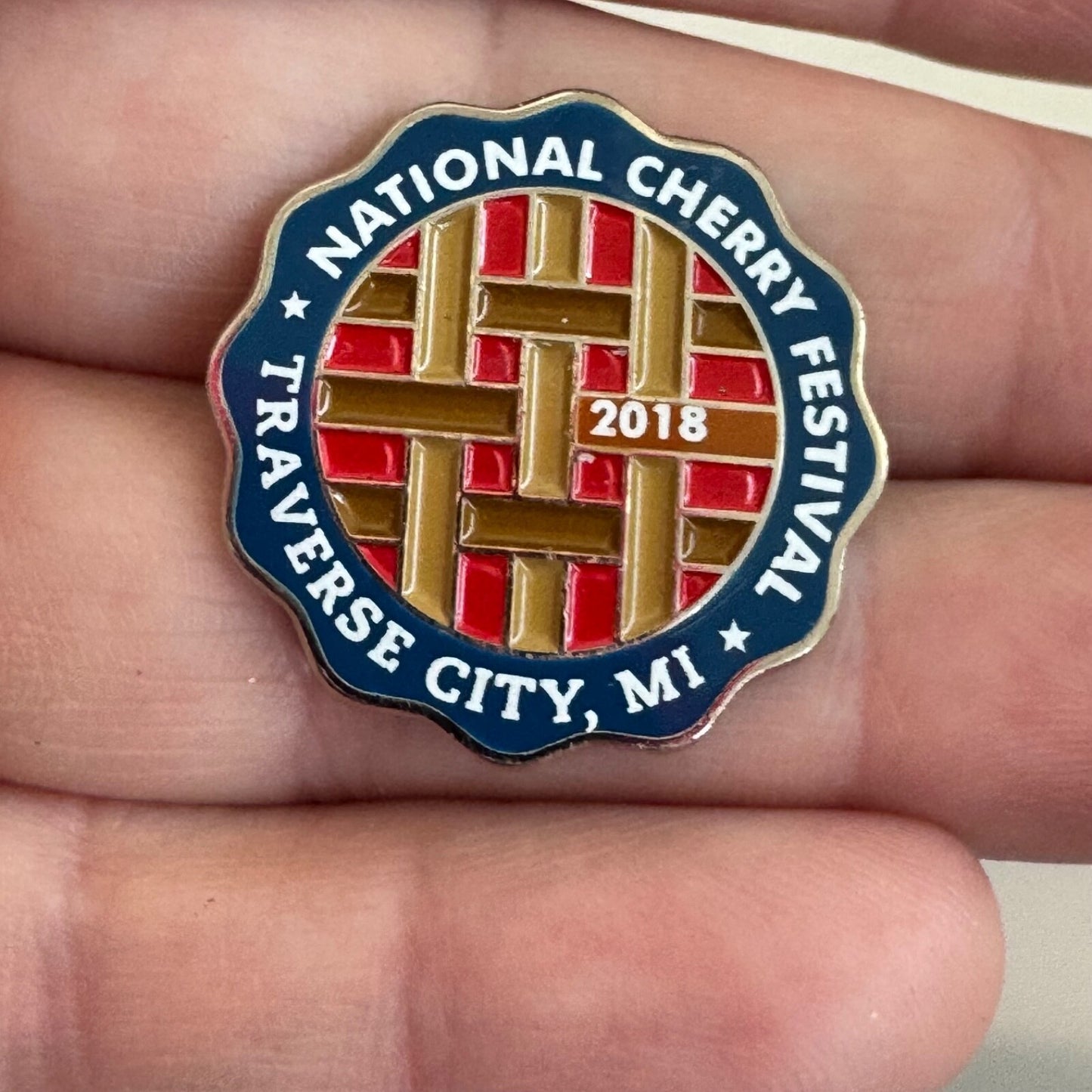 2018 National Cherry Festival Traverse City Michigan Lapel Pin Pie