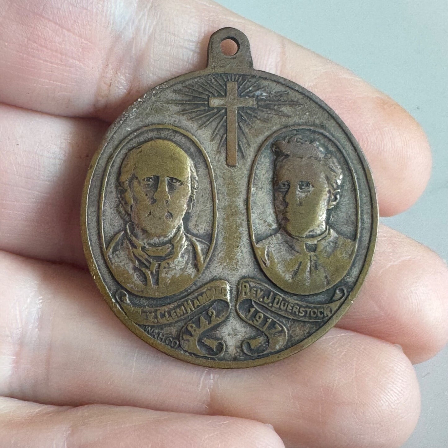 Antique 1917 Diamond Jubilee St Mary Church Rev. Medallion Catholic Cincinnati