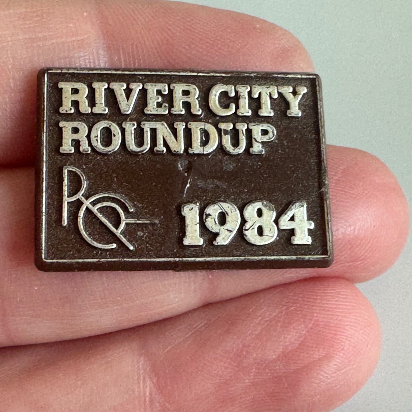 River City Roundup 1984 Enamel Pin Western Rodeo Event Badge