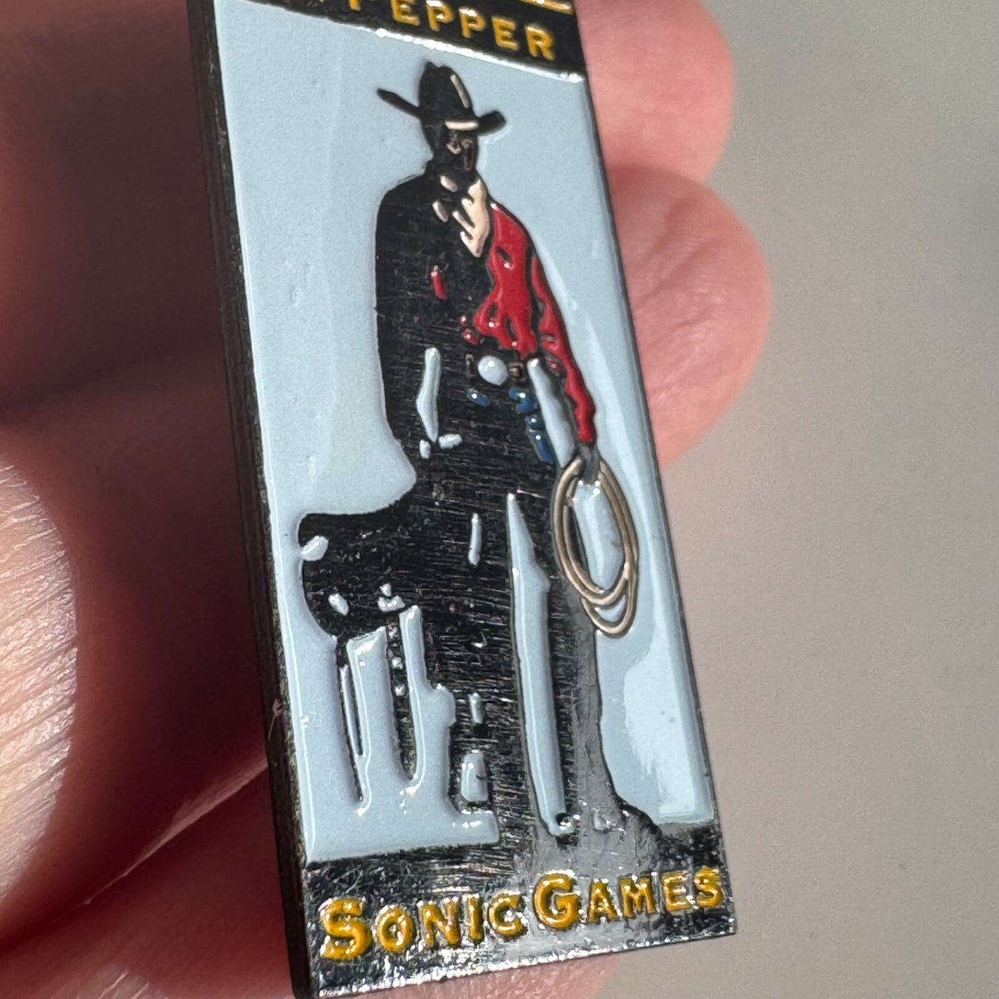 Vintage 2002 Dr Pepper Sonic Games Cowboy Lapel Pin Enamel