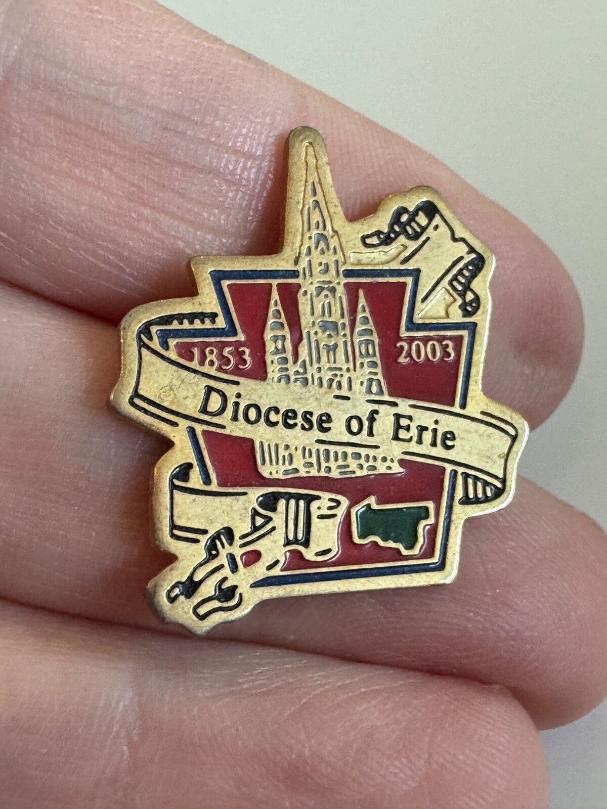 Vintage Diocese of Erie 1853–2003 Catholic Church Lapel Pin 150 Years