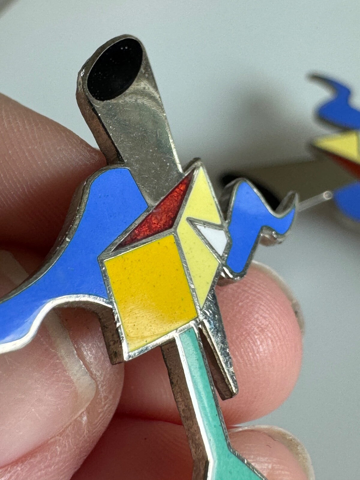 Vtg Acme Studios Alchi X Alchimia Modernist Enamel Pin Brooch Earrings Set