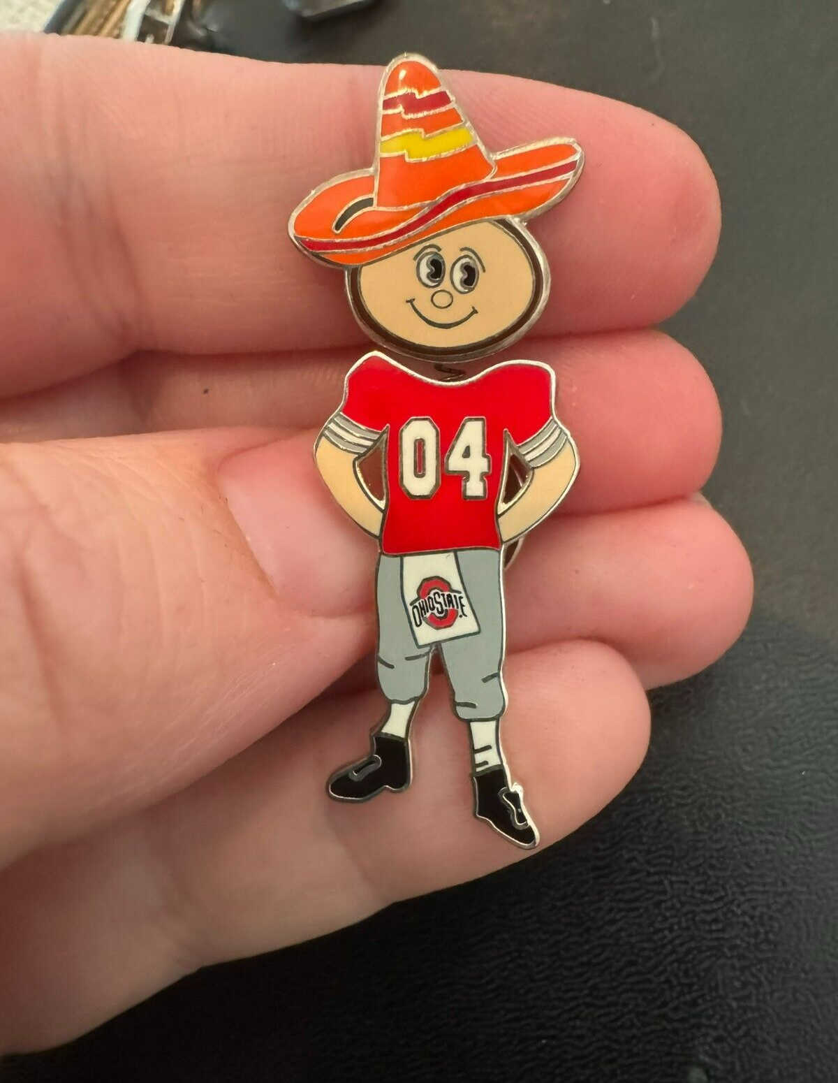 The Ohio State University Buckeye Bobble Head Pin OSU Fiesta Bowl