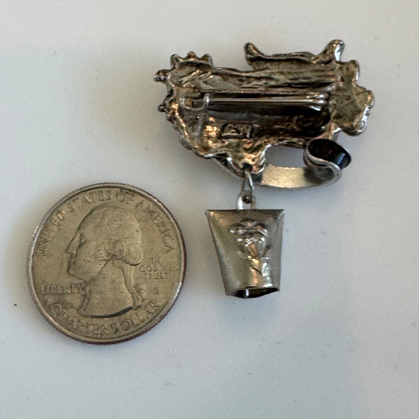 Vtg St. Mortiz Cow Cowbell Edelweiss Souvenir Tourist Dangle Lapel Pin