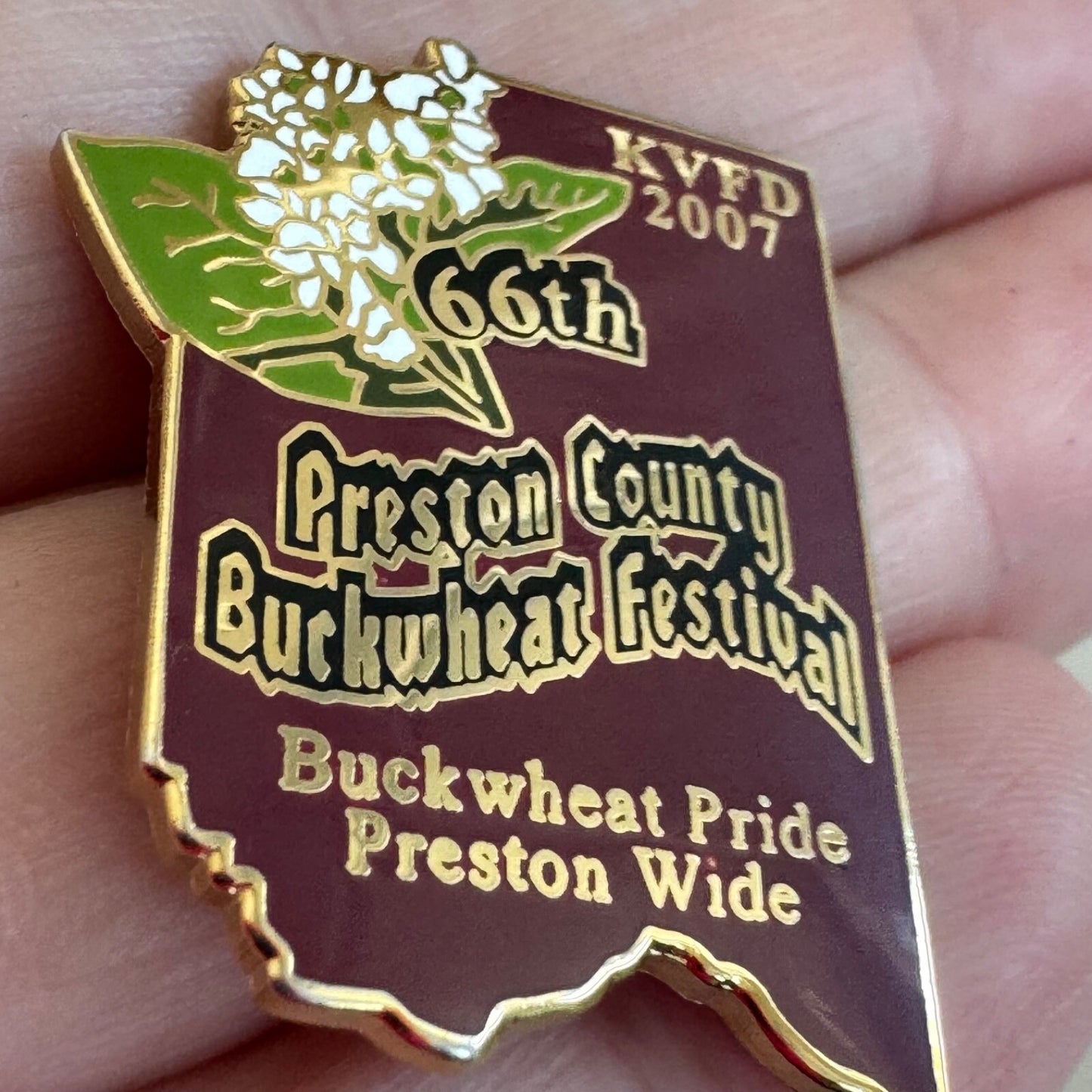 66th Preston County Buckwheat Festival KVFD 2007 Lapel Pin West Virginia