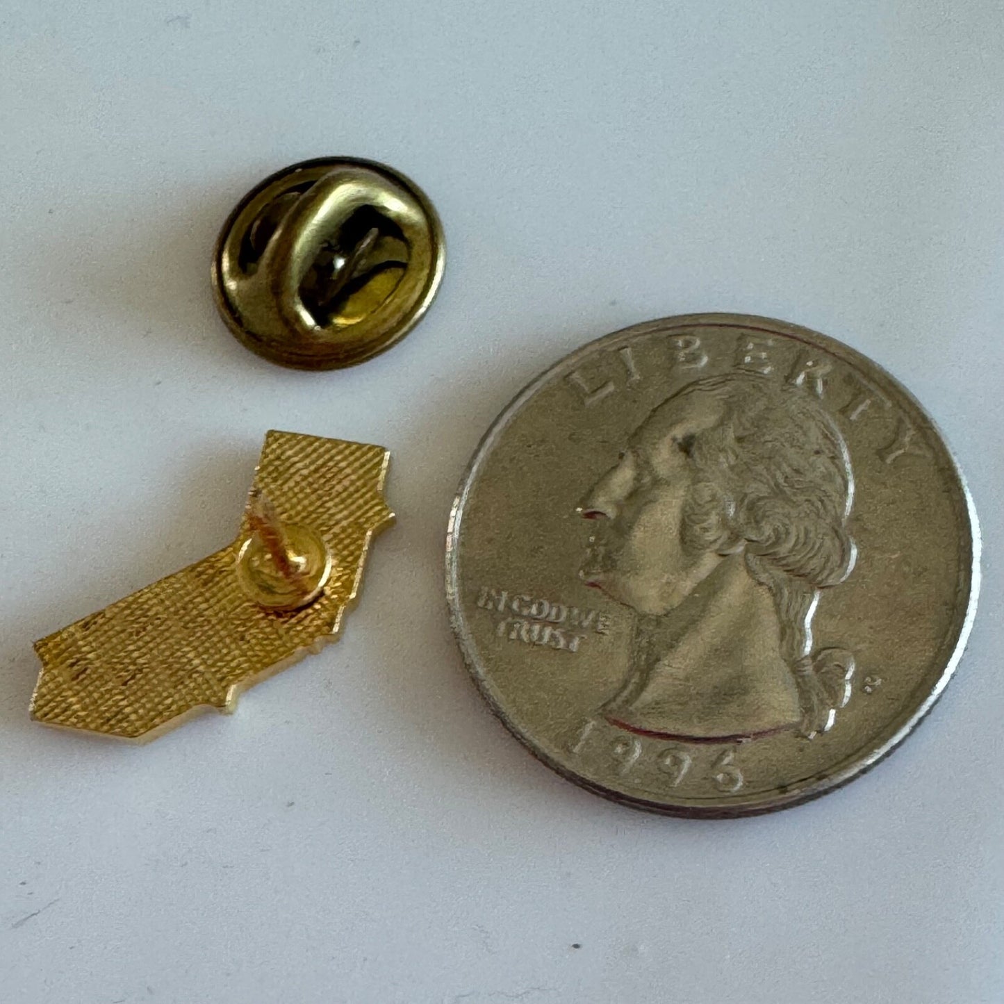 Vintage California Green and Gold State Shaped Lapel Pin with Bear