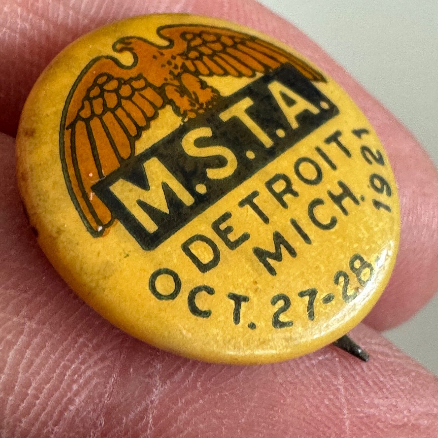 Antique 1921 Michigan State Teachers Association M.S.T.A. Detroit Michigan Pin