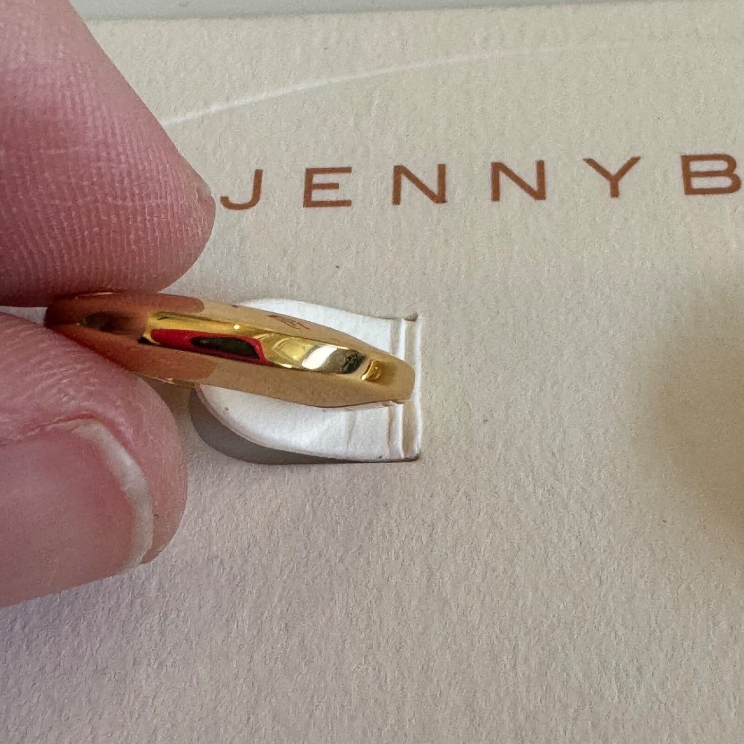 Jenny Bird Gold Round Huggie Hoop Earrings Beveled New On Card Pierced