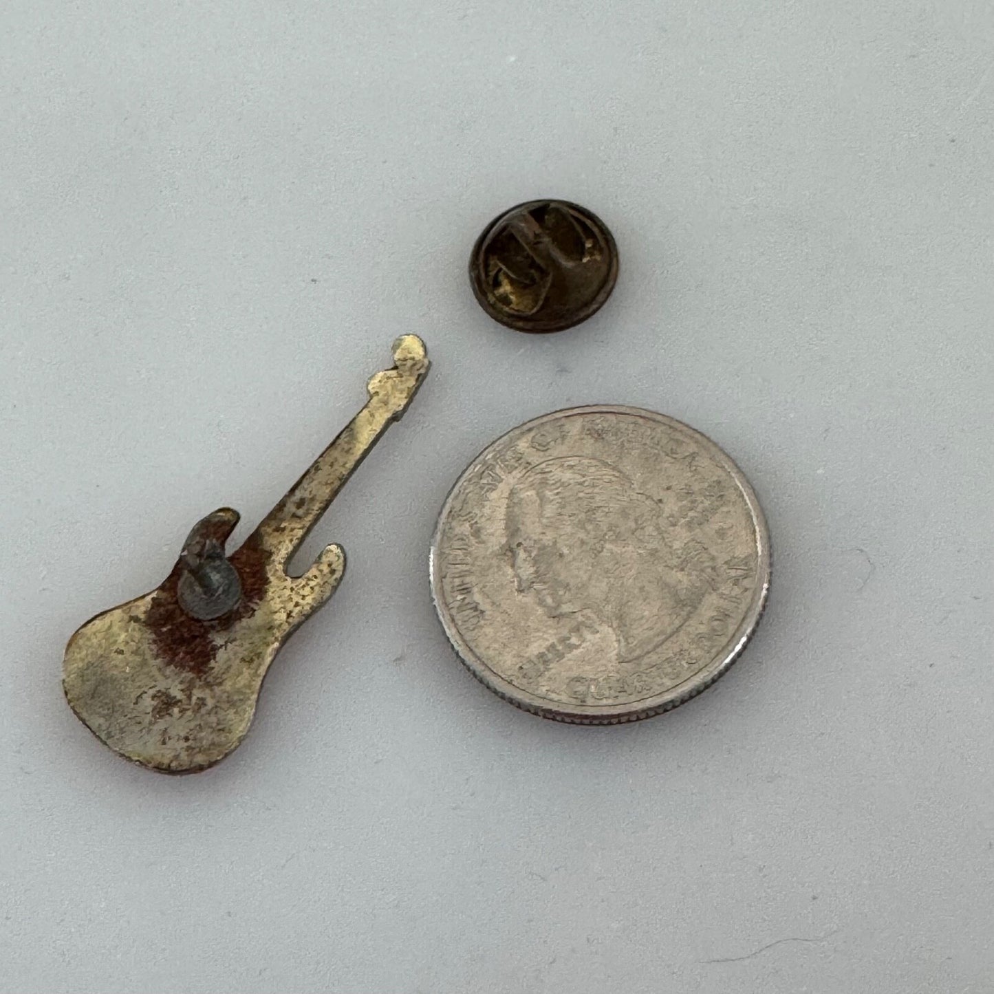 Vintage ZZ Top Electric Guitar Lapel Pin Yellow Orange ZZTop