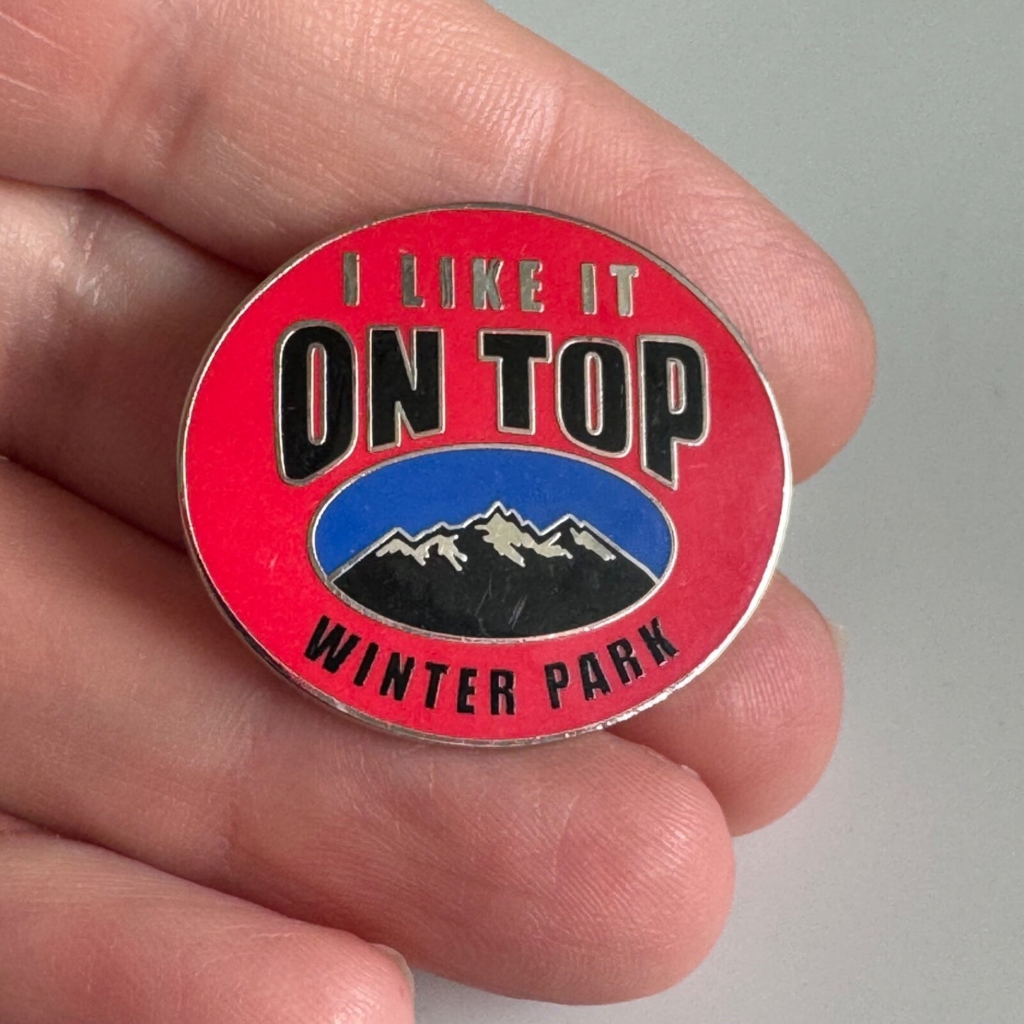Winter Park “I Like It On Top” Collectible Ski Pin – Red Mountain Design