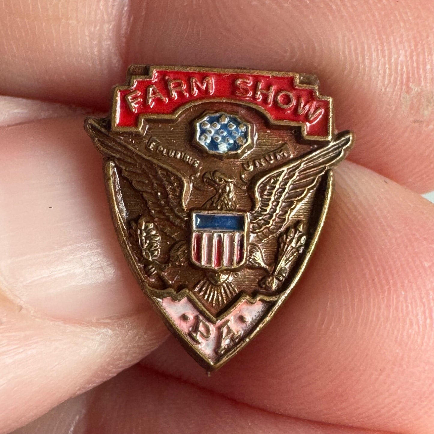 Vintage Pennsylvania Farm Show PA Eagle Lapel Pin – Patriotic Agriculture Theme