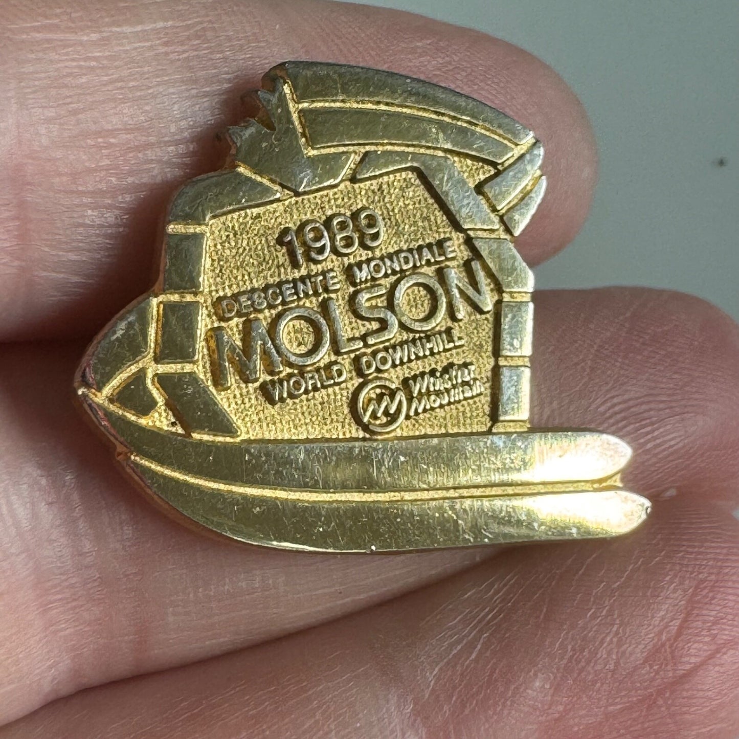 Vintage 1989 Molson World Downhill Whistler Mountain Lapel Pin Ski Skiing