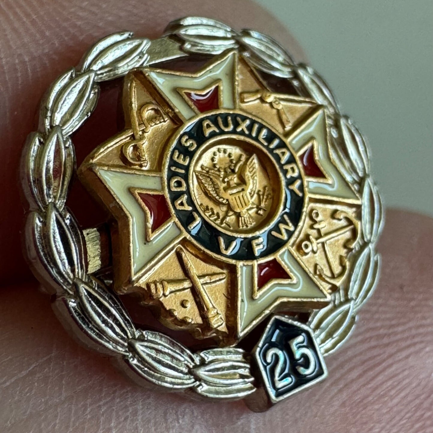 Vintage Ladies Auxiliary VFW 25 Year Service Pin Sterling Silver