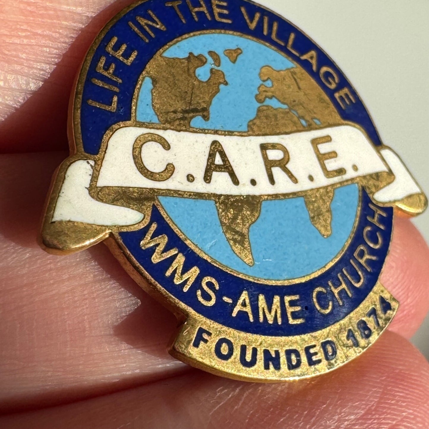 Vtg Life in the Village C.A.R.E. WMS-AME Church Pin African Methodist Episcopal