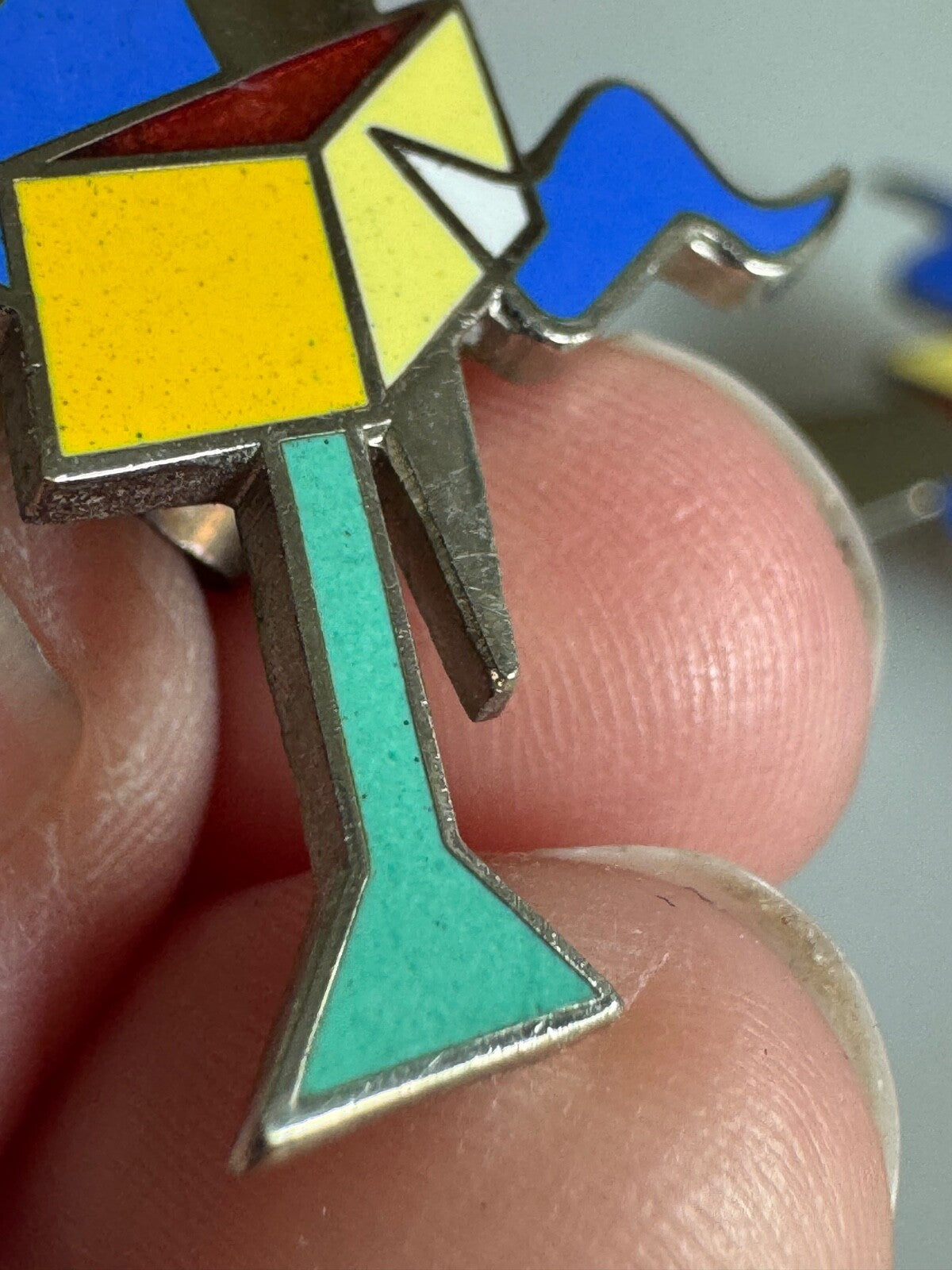 Vtg Acme Studios Alchi X Alchimia Modernist Enamel Pin Brooch Earrings Set