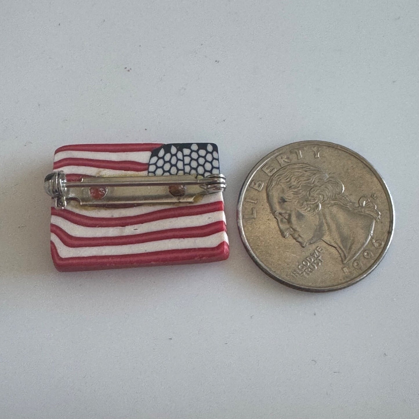 Vintage Polymer Clay United States Flag Brooch Pin American
