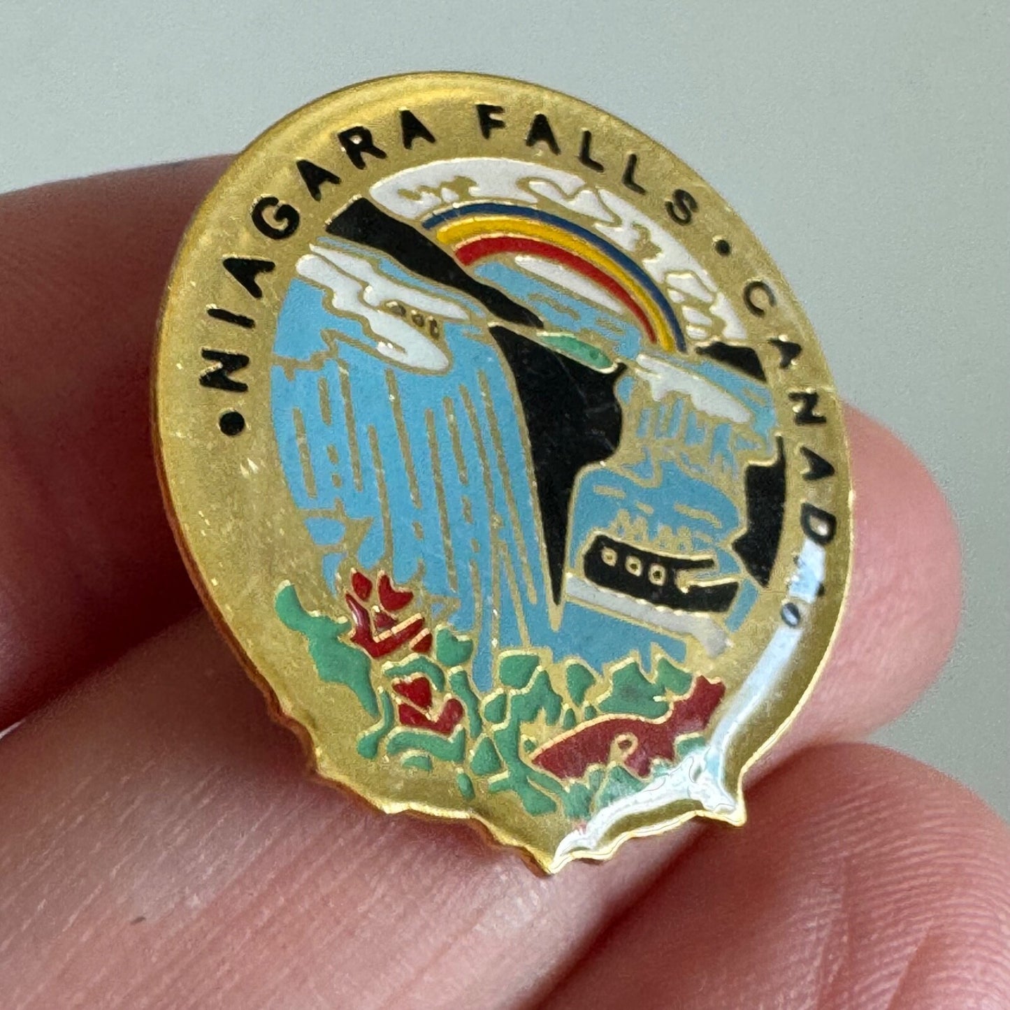 Vintage Niagara Falls Canada Maid of the Mist Rainbow Lapel Pin Souvenir Tourist
