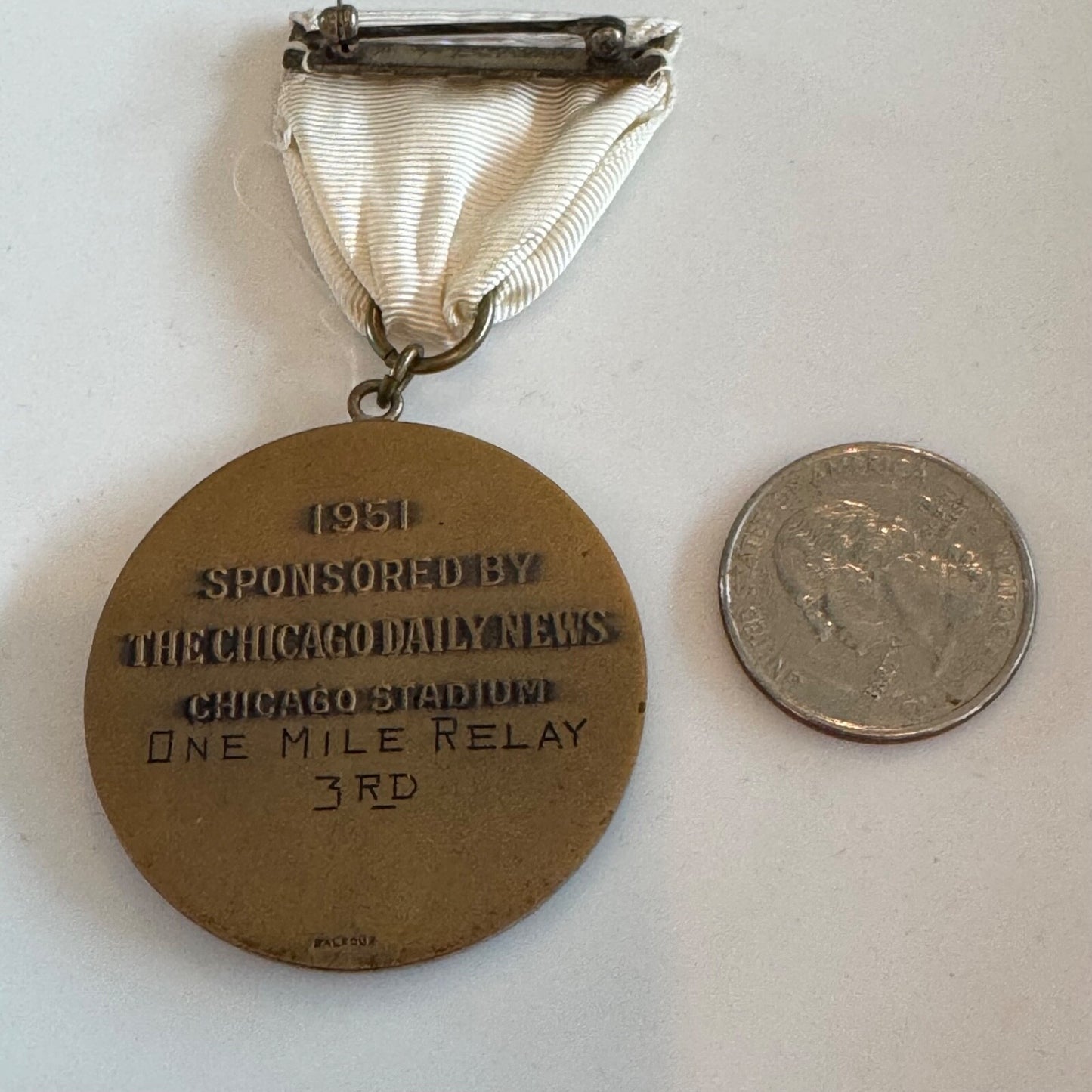 Vtg 1951 Chicago Relays Medal One Mile Relay 3rd Daily News Stadium Balfour