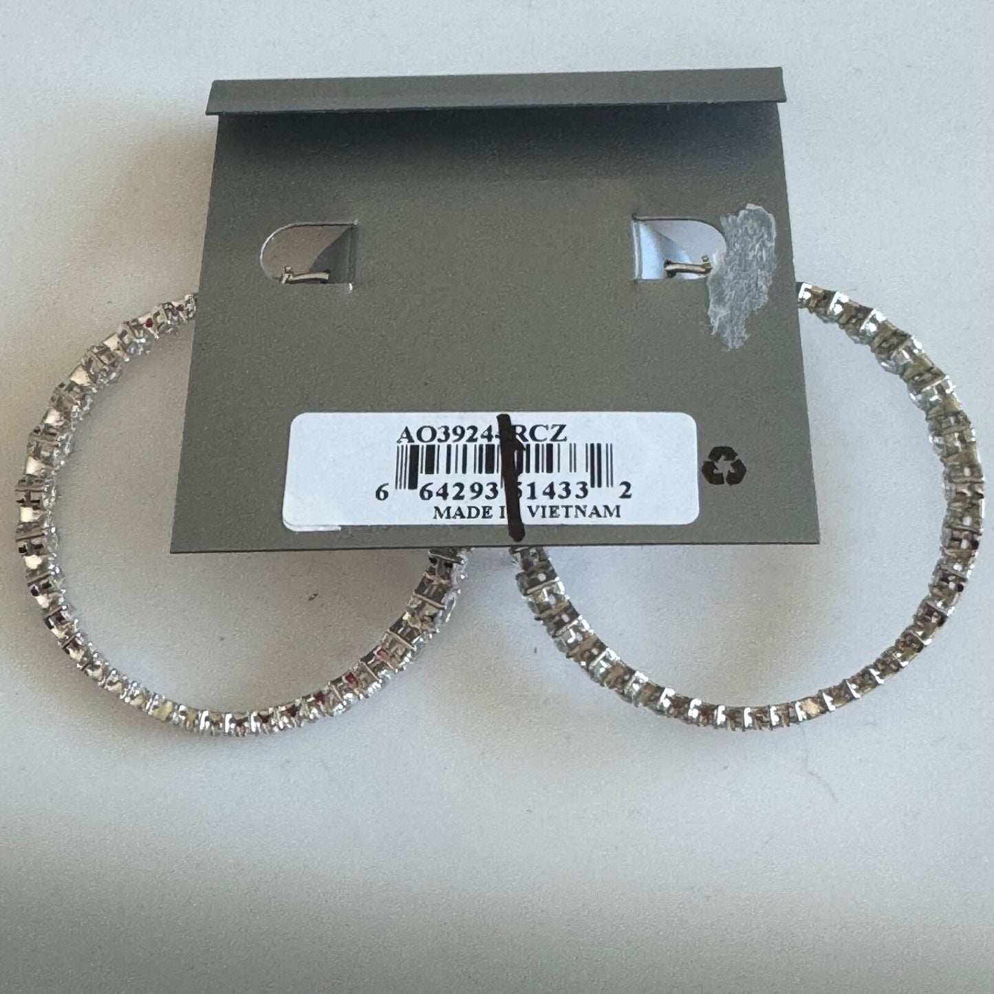 Nadri Leah Hoop Statement Earrings Silver Tone Crystal Beautiful! Retail $100