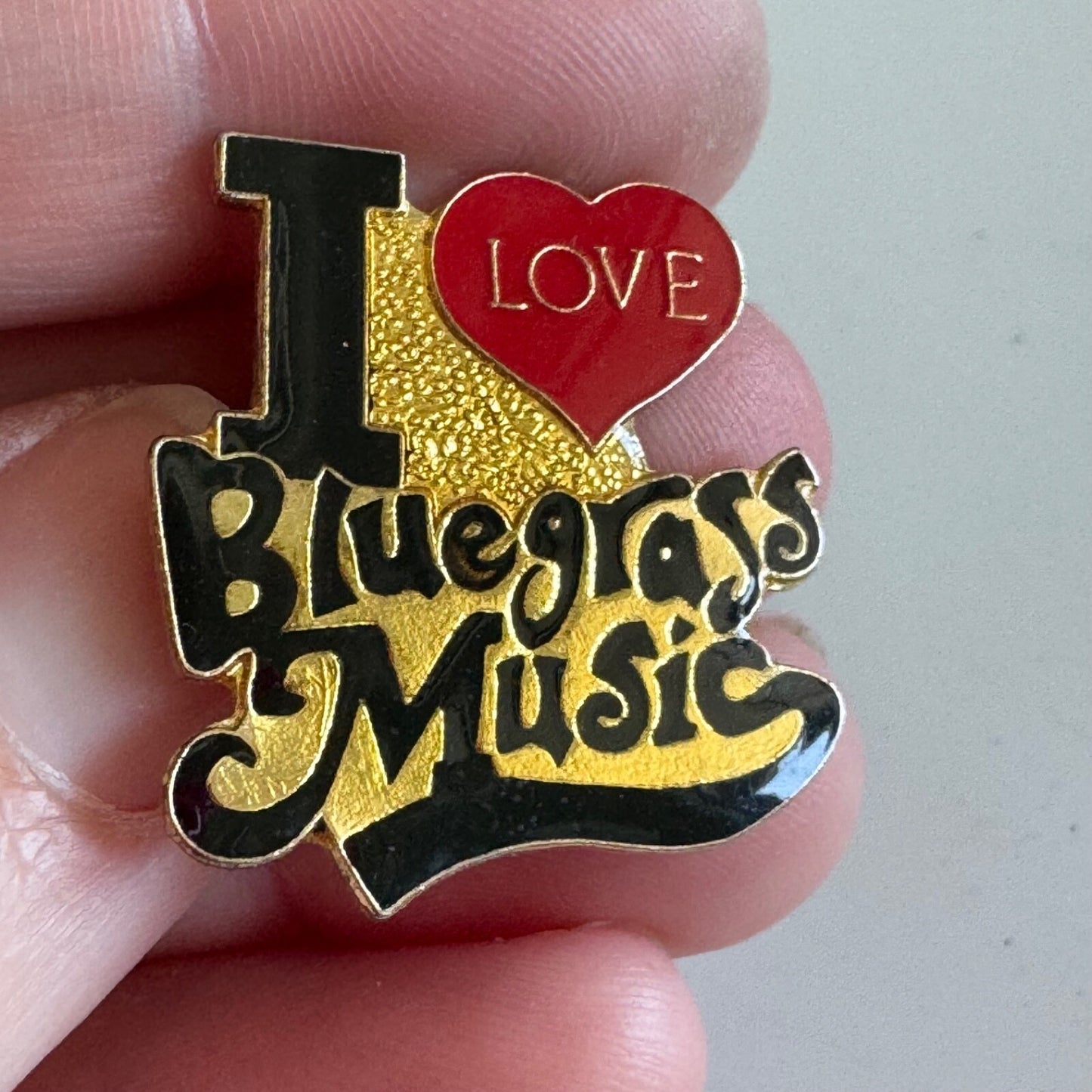 I Love Bluegrass Music Enamel Lapel Pin