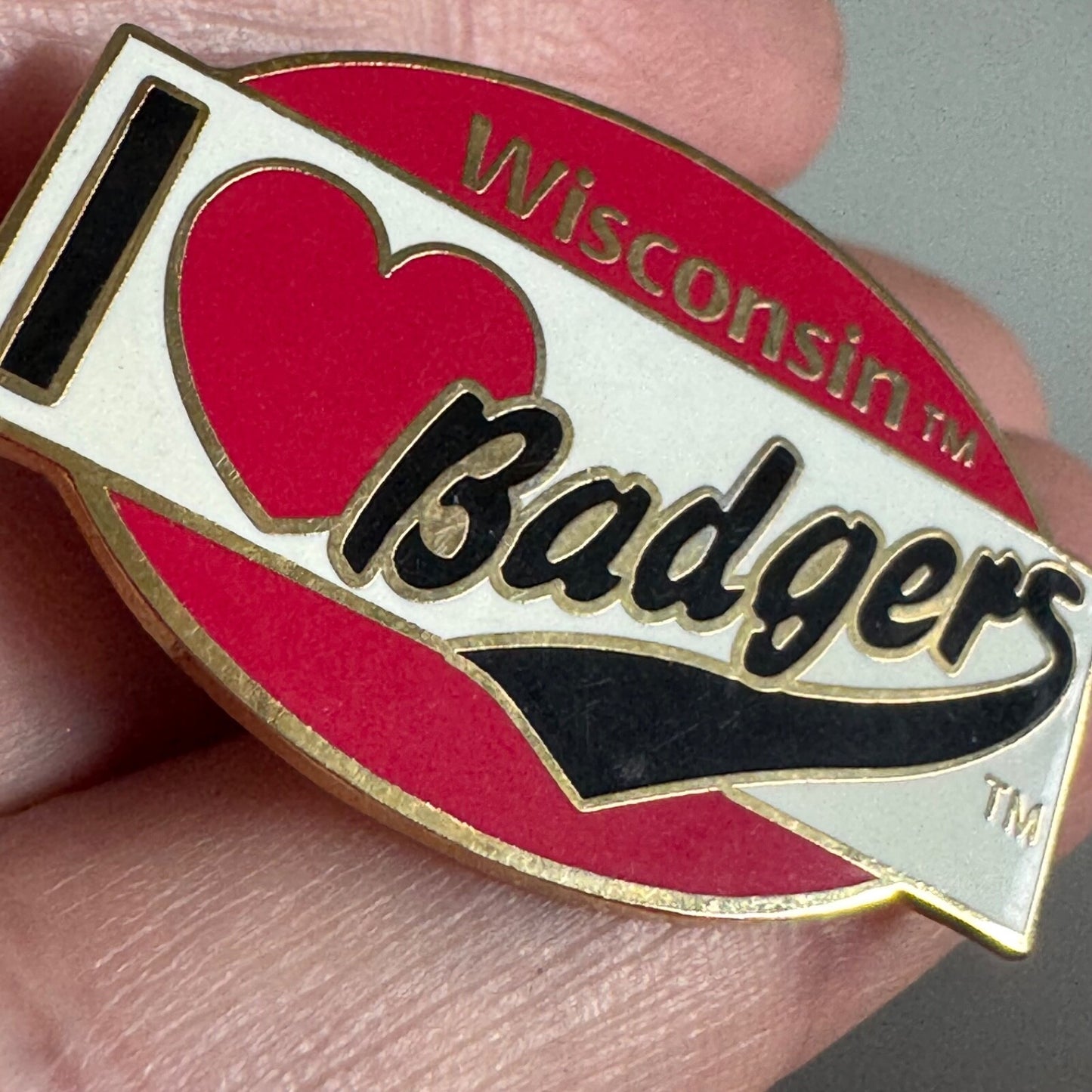 University of Wisconsin I Love Badgers Heart Enamel Lapel Pin