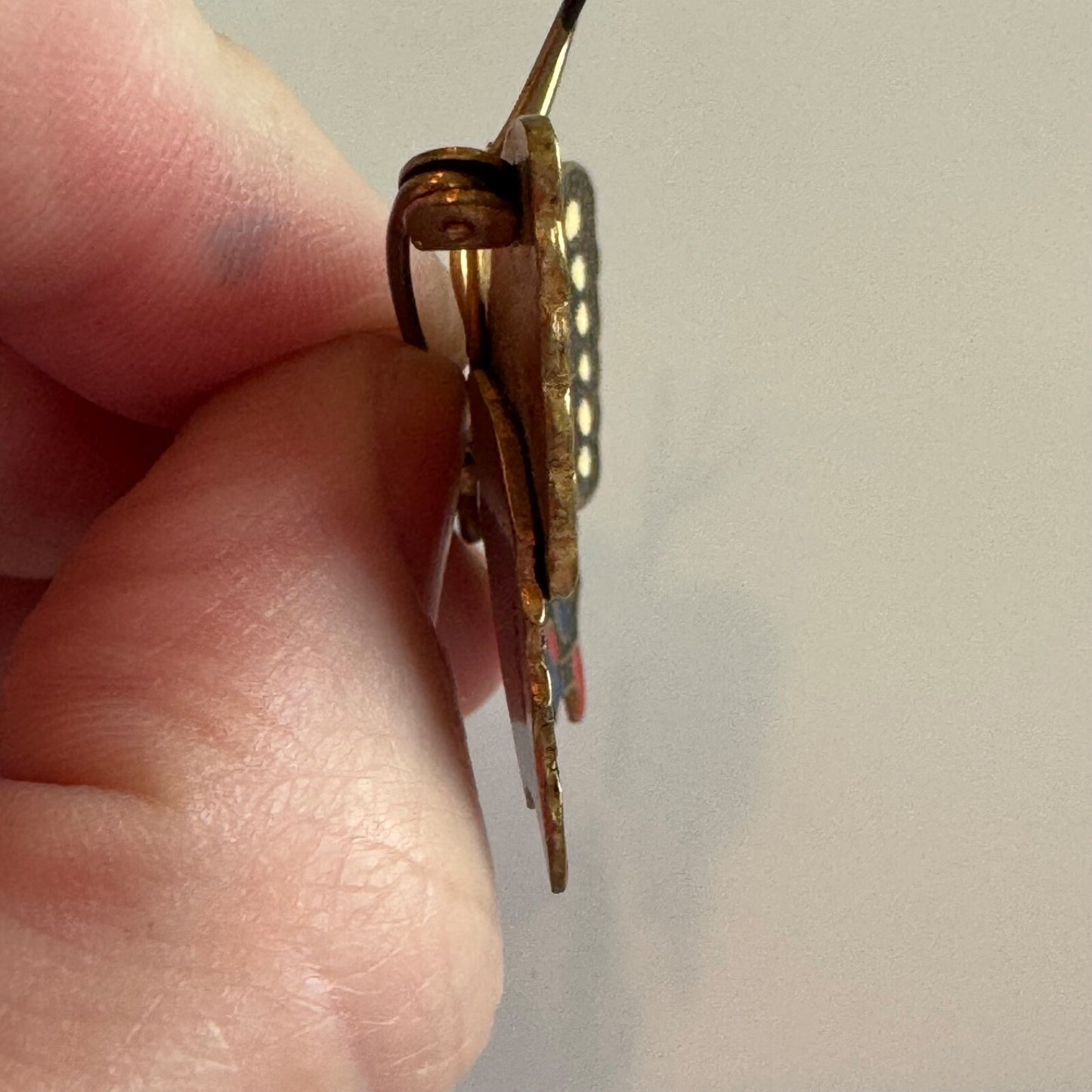 Vintage Damascene SPAIN Marked Butterfly Brooch Pin