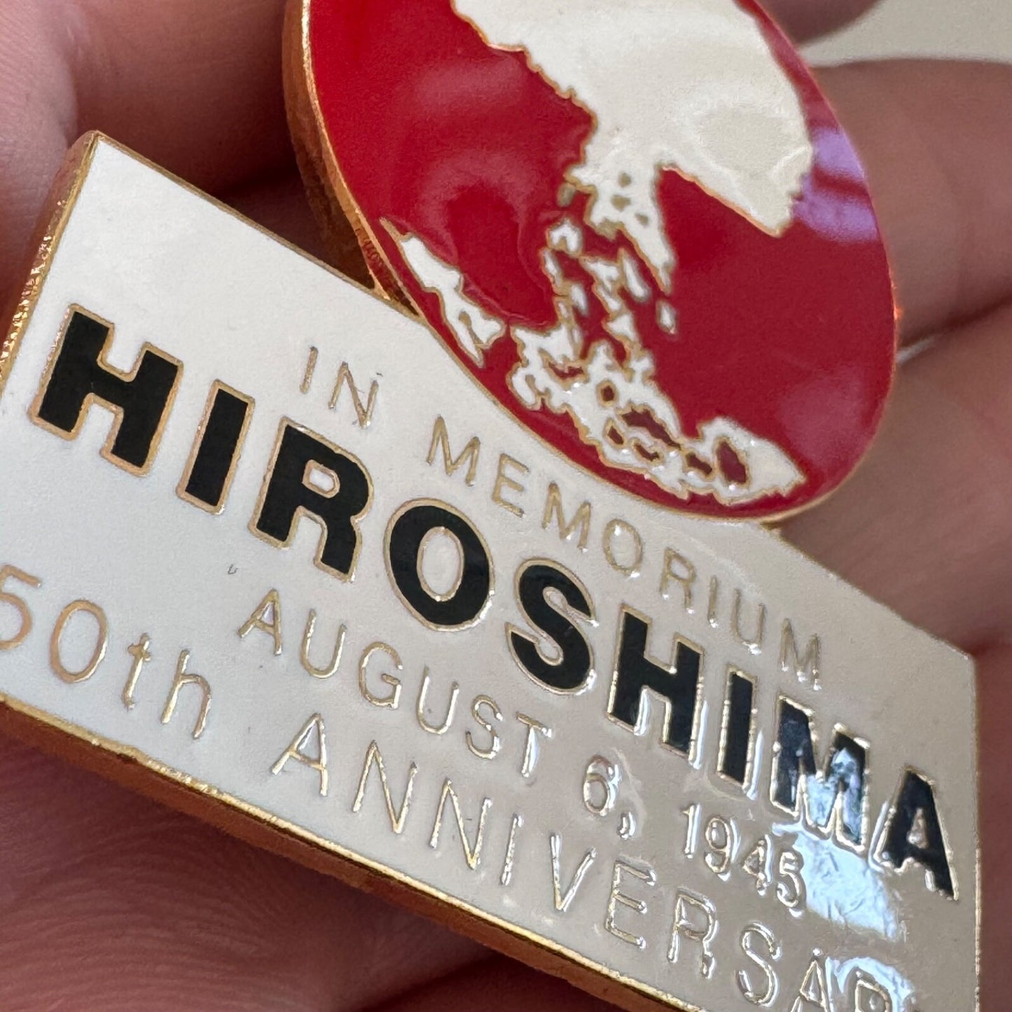50th Anniversary Hiroshima In Memorium Mushroom Cloud Lapel Pin 1995