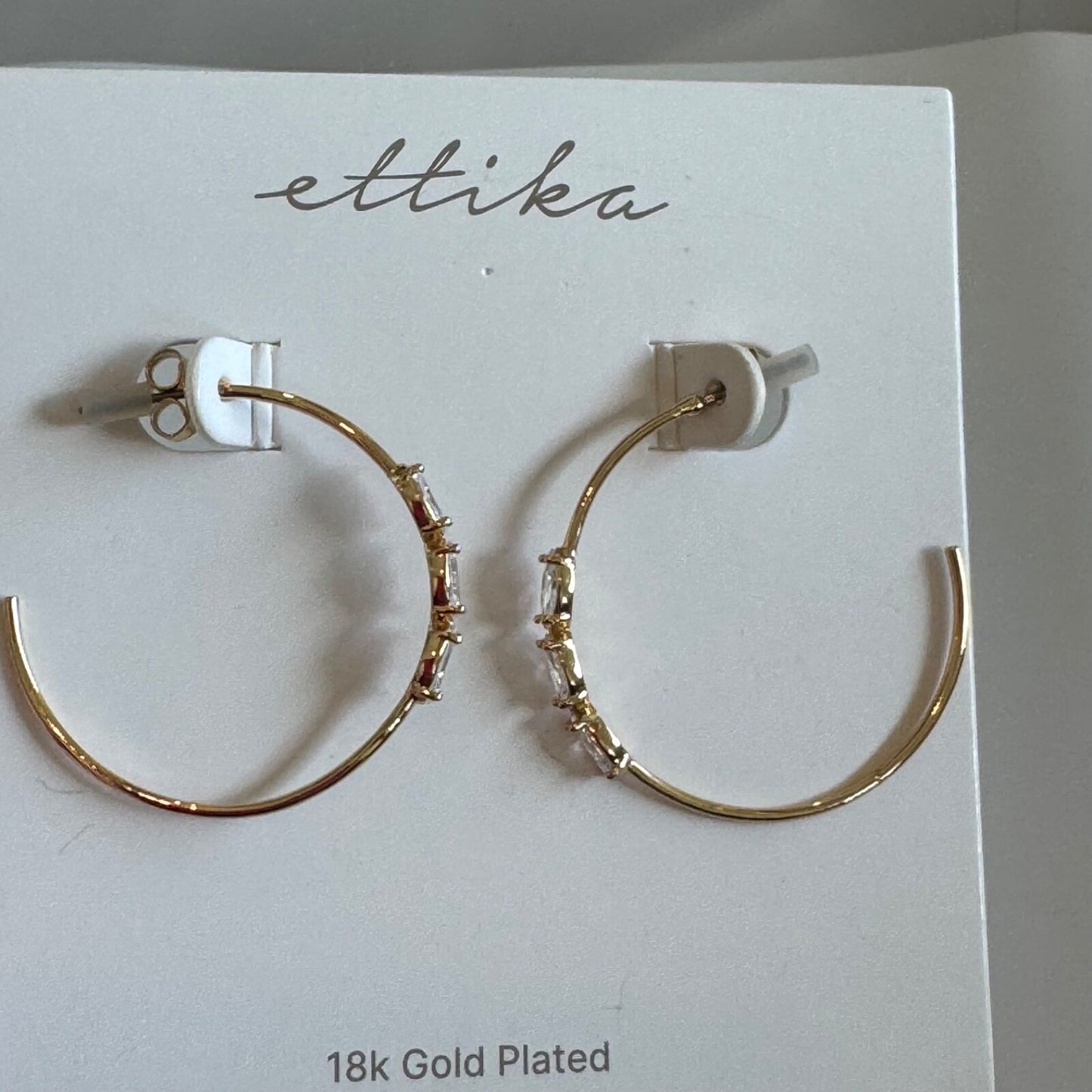 Etika Triple Marquise Cubic Zirconia Hoop Earrings New On Card Pierced $50