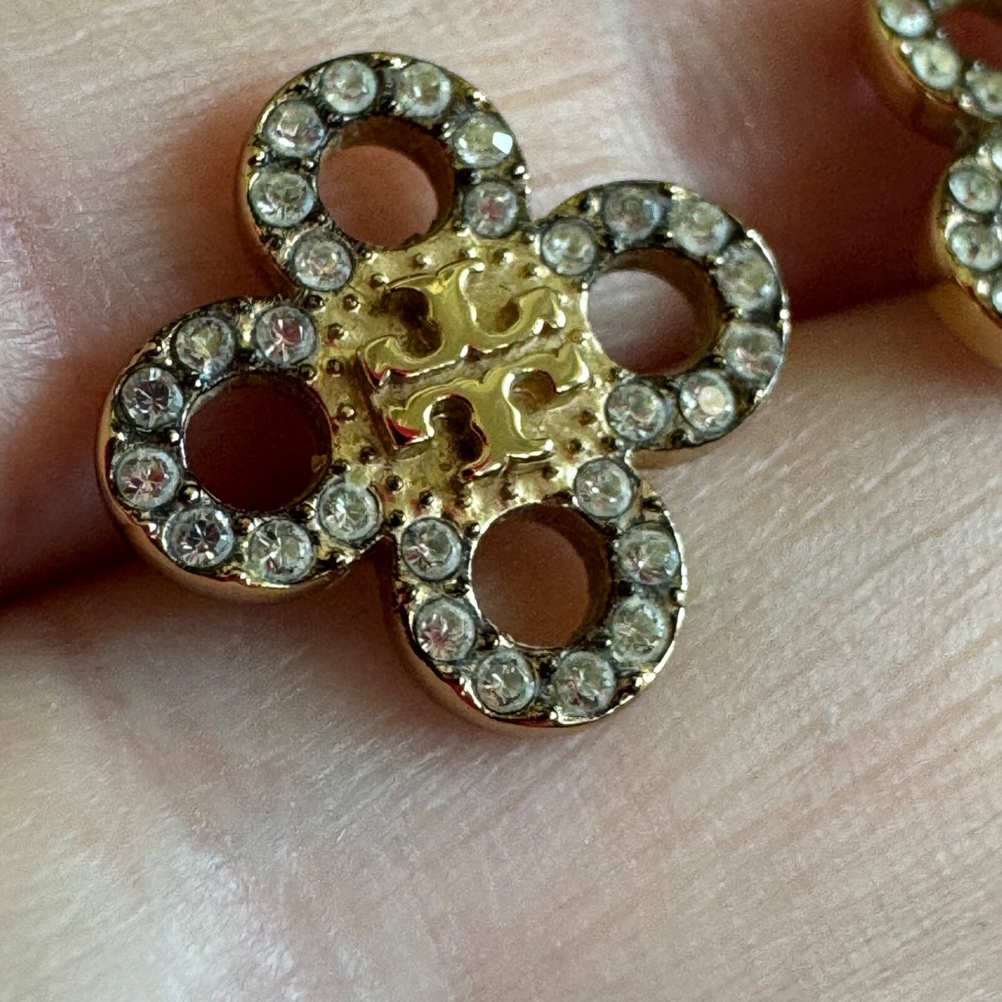 Tory Burch Small Kira Pavé Clover Stud Earrings NWOT