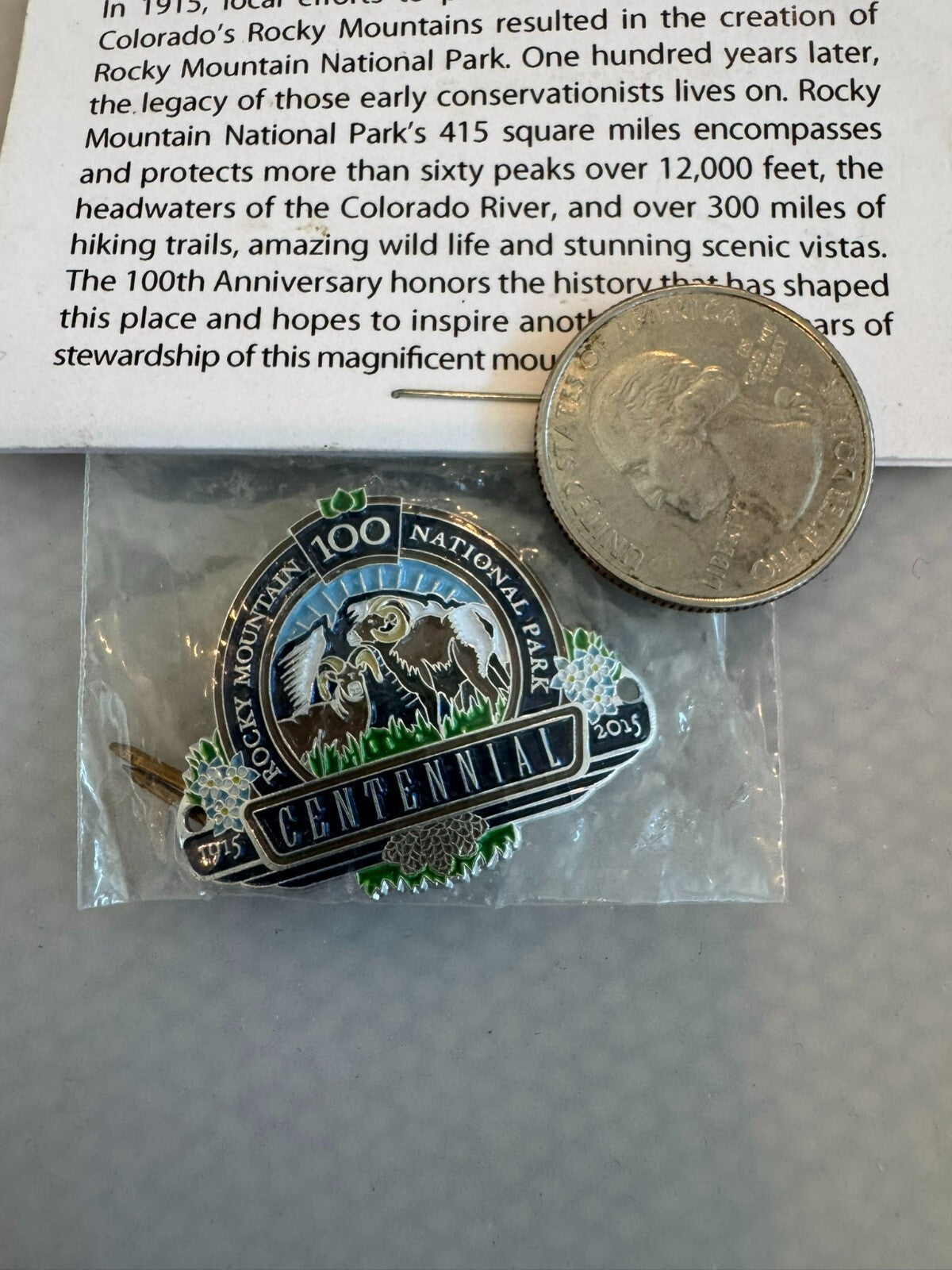 Rocky Mountain National Park Centennial Walking Stick Medallion