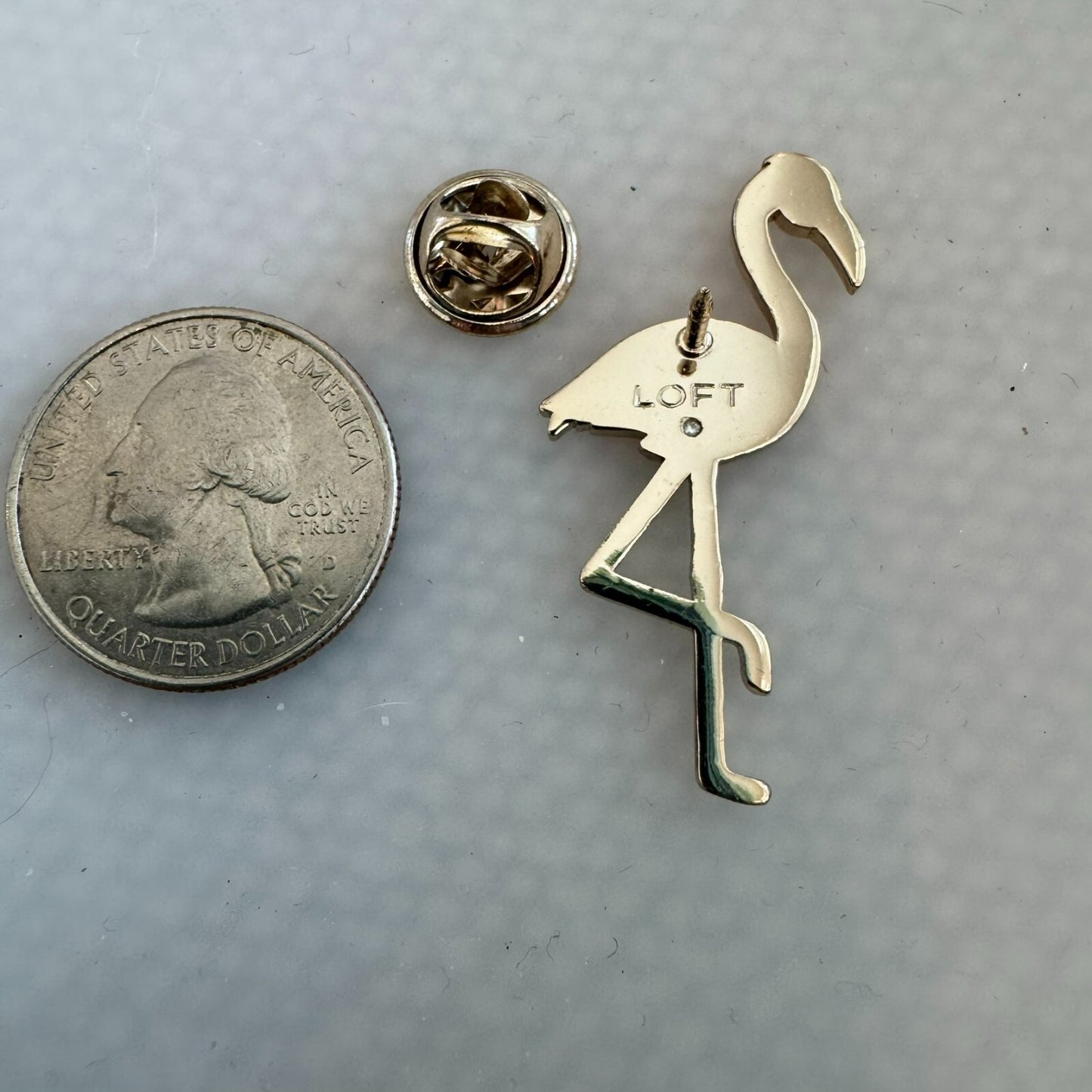 Fun Ann Taylor Loft Pink Flamingo Lapel Pin Brooch Signed