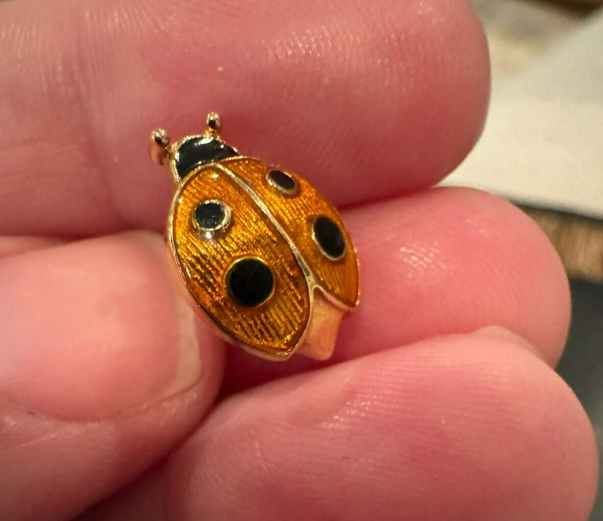 Vintage Avon Ladybug Shaped Enamel Scatter Pin Tie Tack