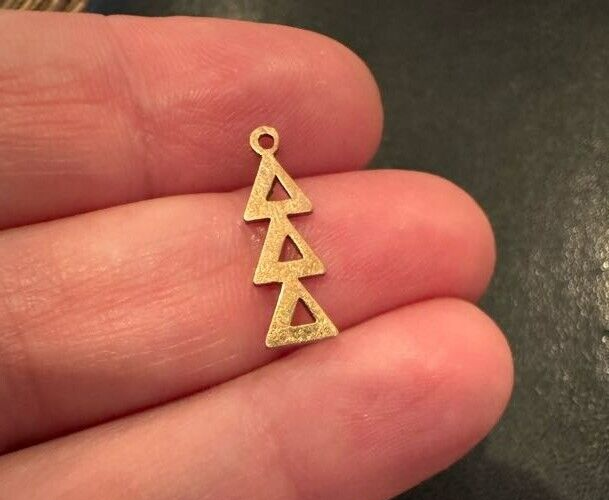Vintage Tri Delta Gold Tone Pendant Charm Lavalier