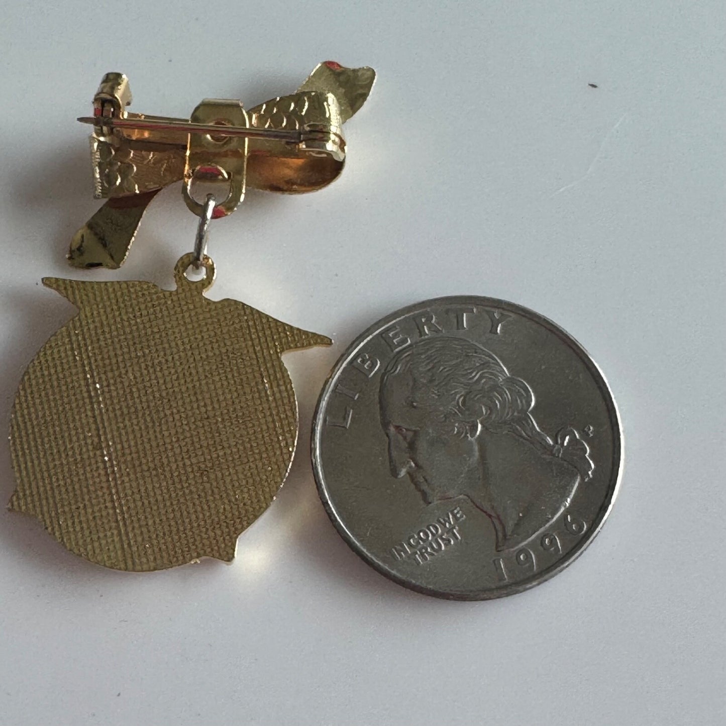 Vintage USS Saratoga Dangle Bow Enamel Navy Sweetheart Pin Brooch
