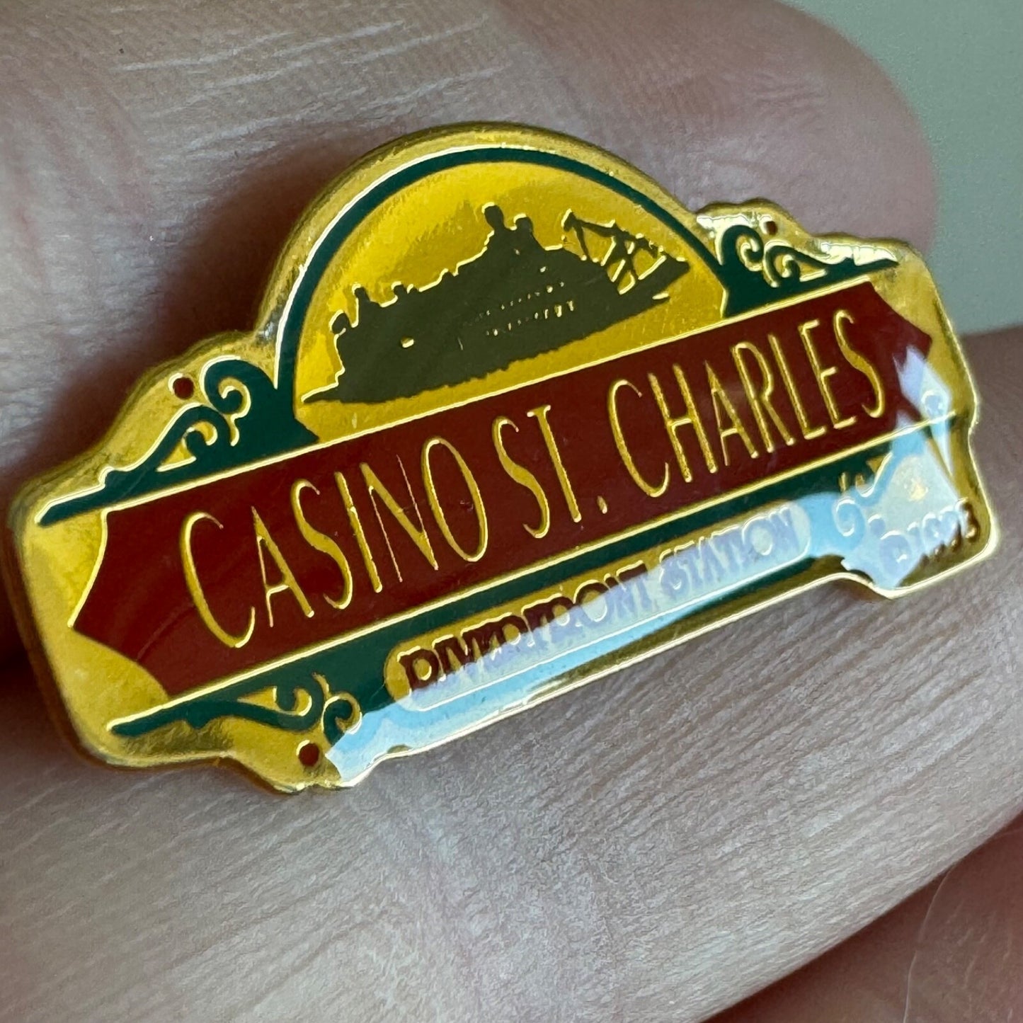 Vintage Casino St Charles Riverfront Station Lapel Pin