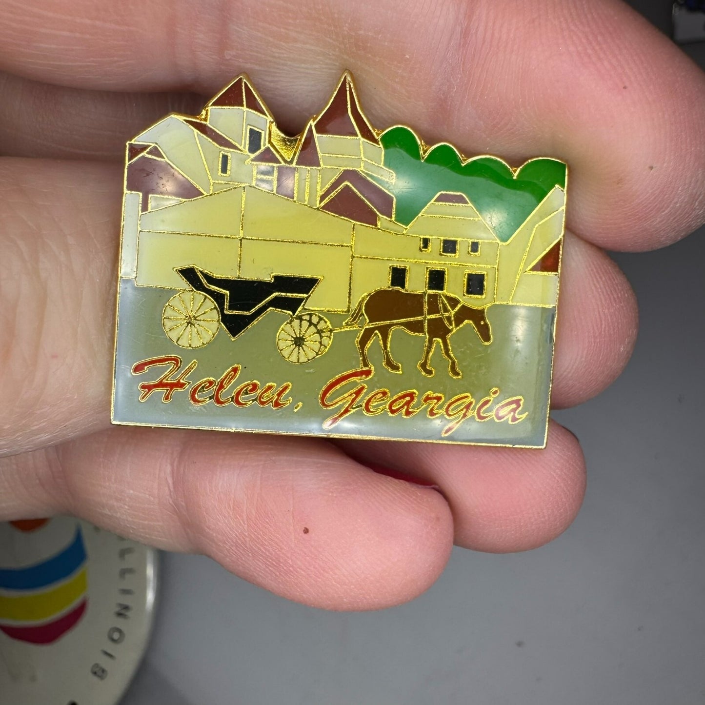 Vintage Helen Georgia German Germany Town Horse and Buggy Lapel Pin