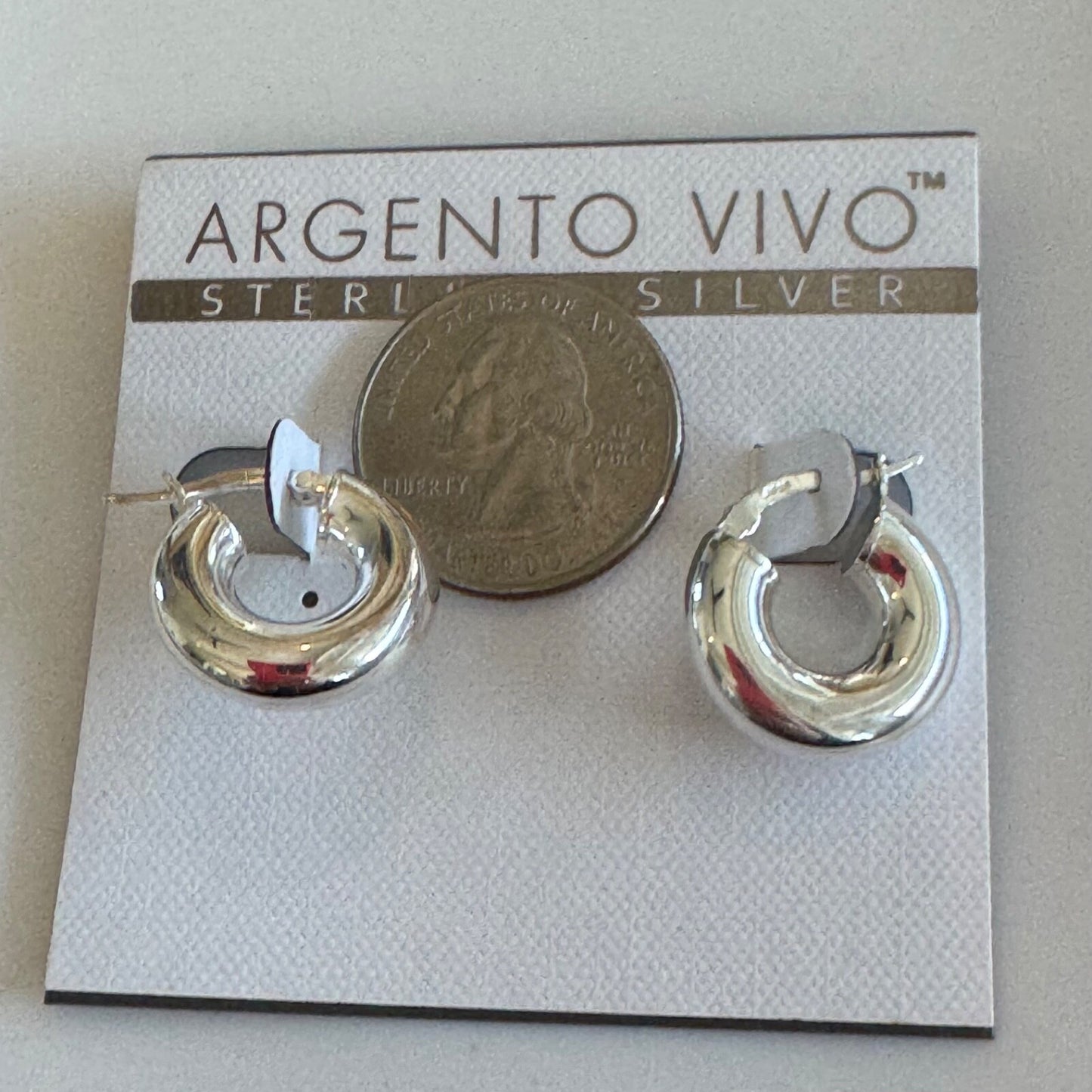 Argento Vivo Sterling Silver Chunky Tube Huggie Hoop Earrings New On Card $58