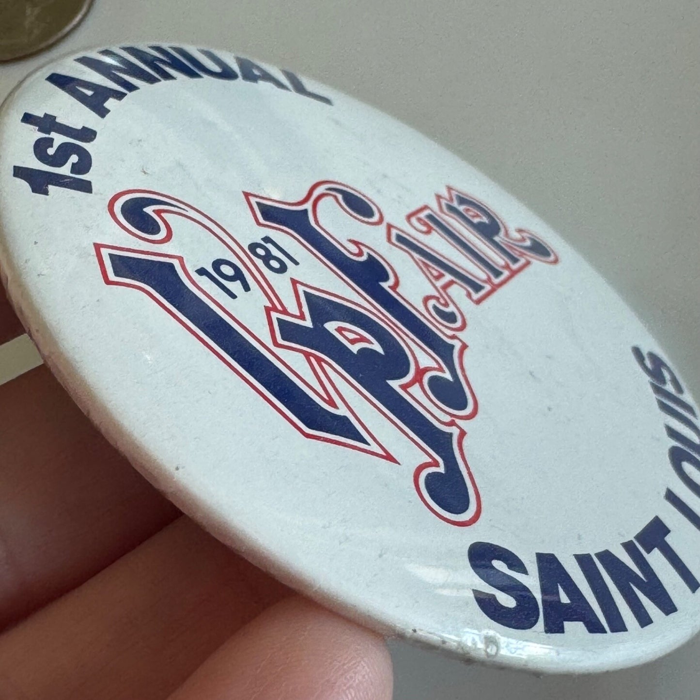 Vintage 1st Annual UpFair Saint Louis Lapel Pin Button 1981