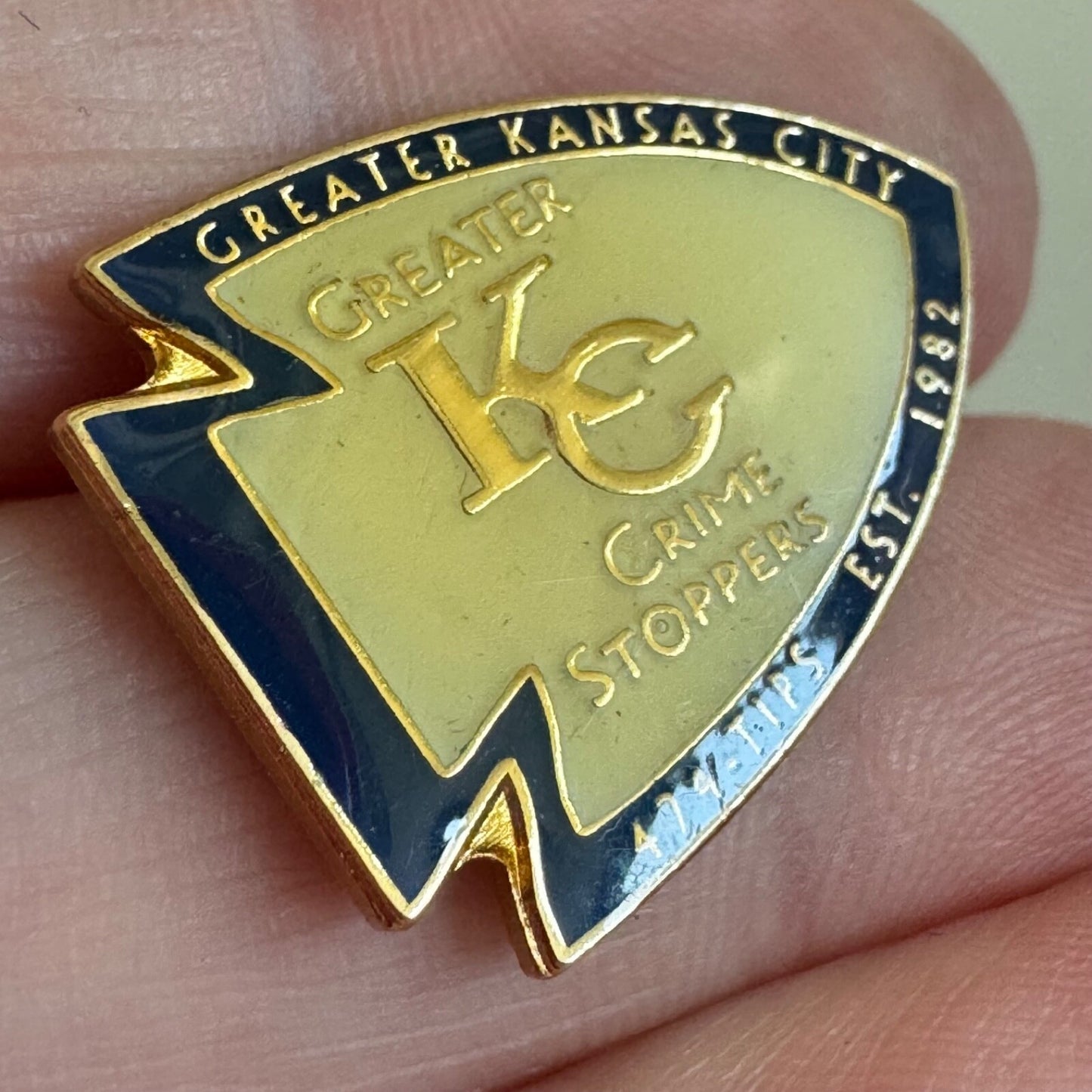 Vintage Greater Kansas City Crime Stoppers KC Pin Chiefs Themed