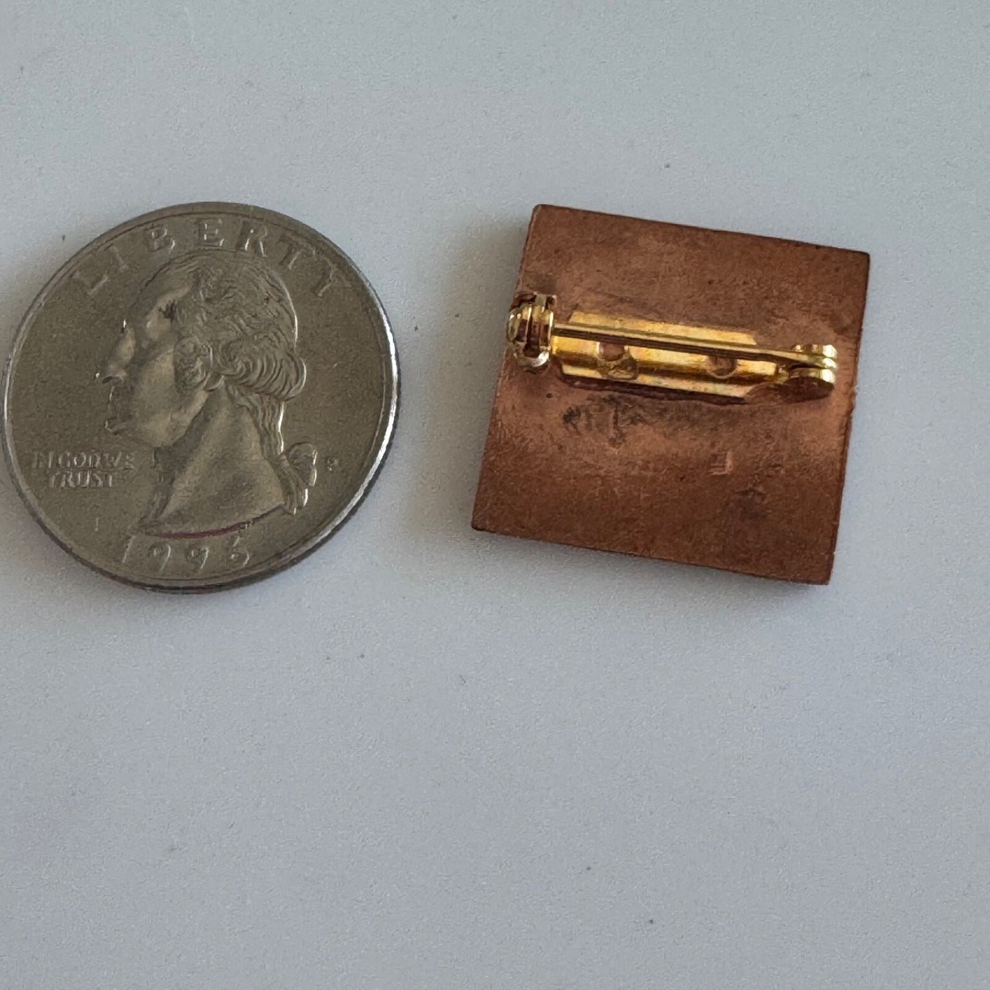 Letter S Monogram Copper Colored Carved Brooch Pin