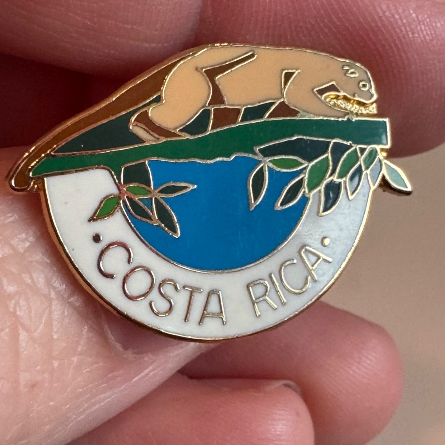 Vintage Costa Rica Sloth Souvenir Enamel Lapel Pin