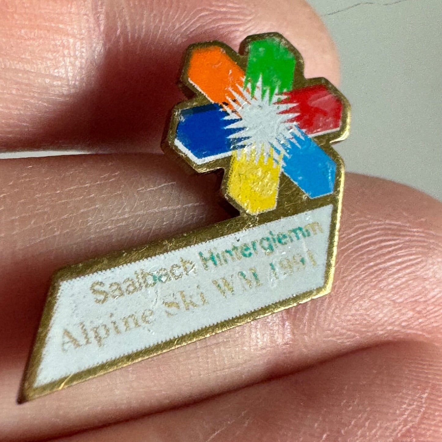Vintage Saalbach Hinterglemm Alpine Ski WM 1991 Lapel Pin RARE