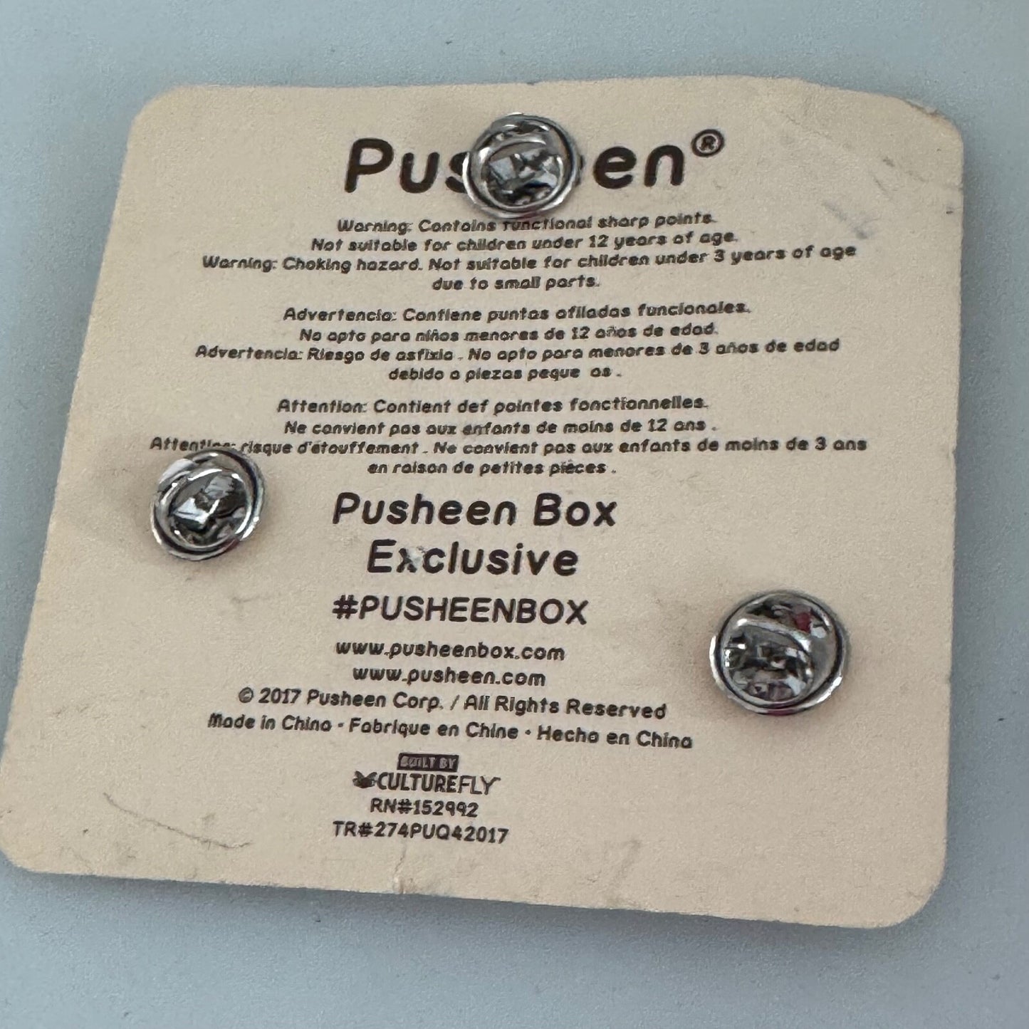 2017 Pusheen Box Exclusive Culturefly 3 Pin Set Christmas Winter