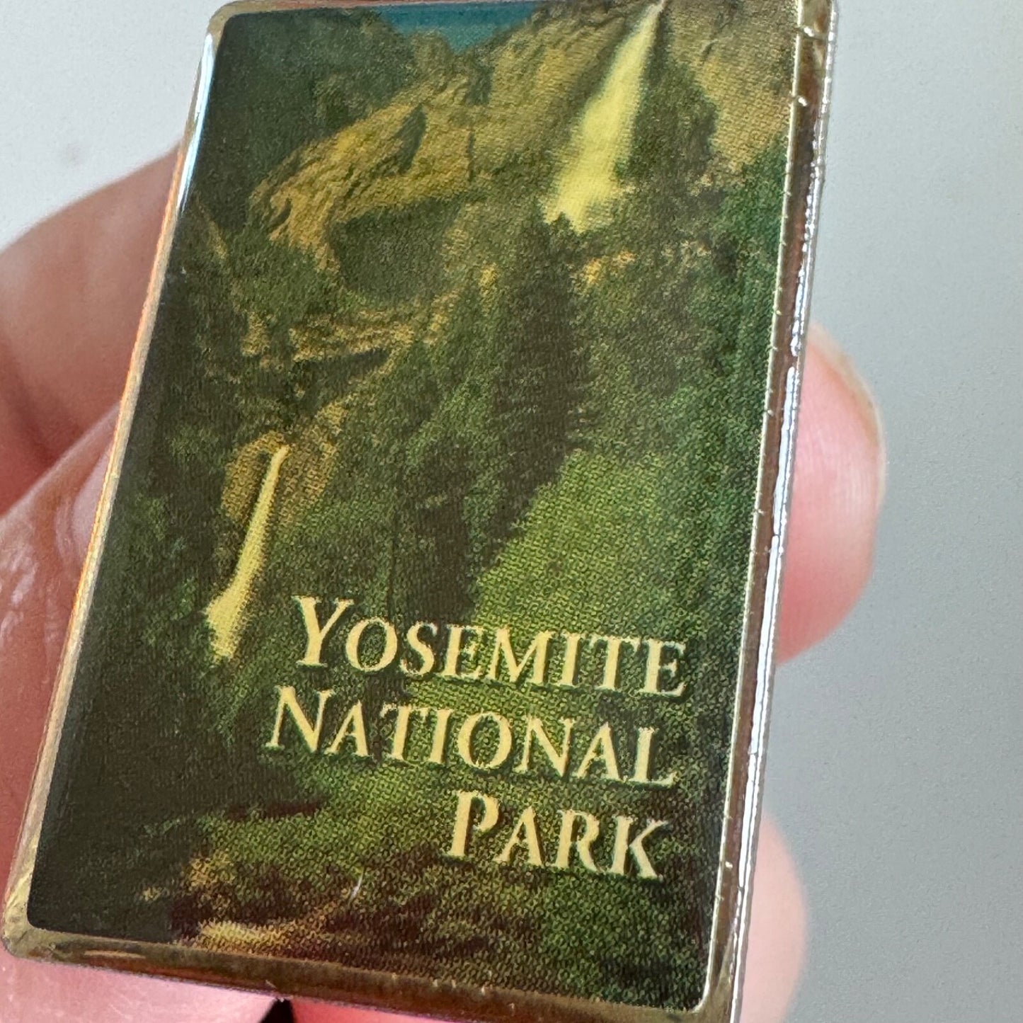 Vtg Yosemite Falls National Park California Lapel Pin Photo Realistic