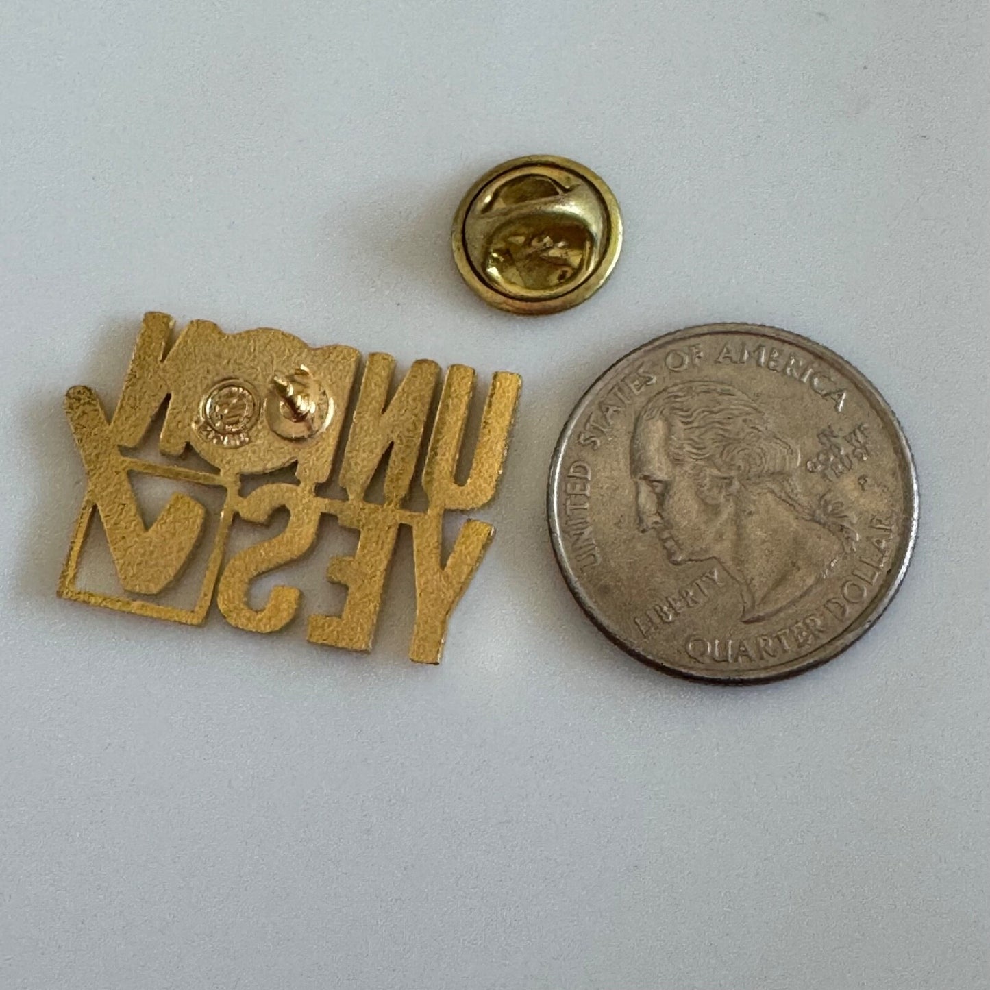 Vintage California School Employees Assn CSEA Union Yes Checkmark Gold Pin