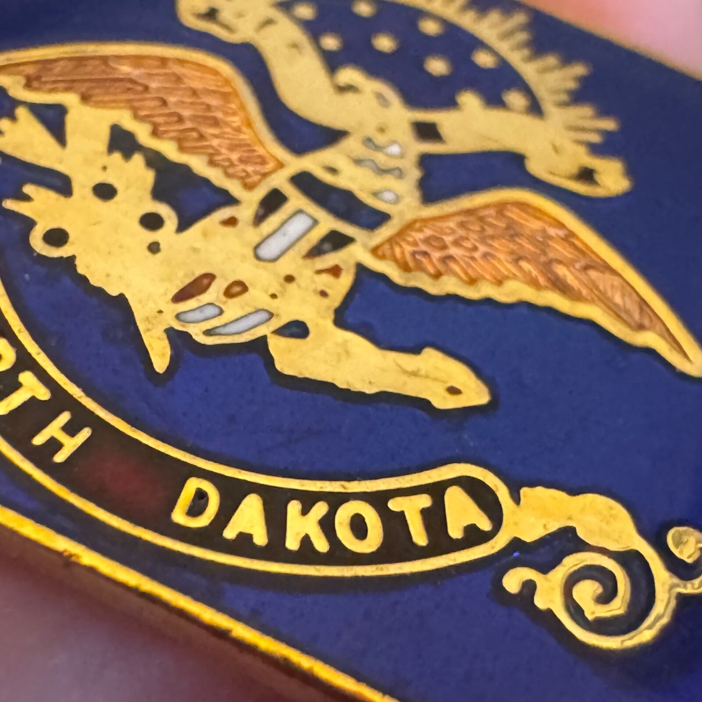 Vintage North Dakota State Flag Enamel lapel Pin Nice!