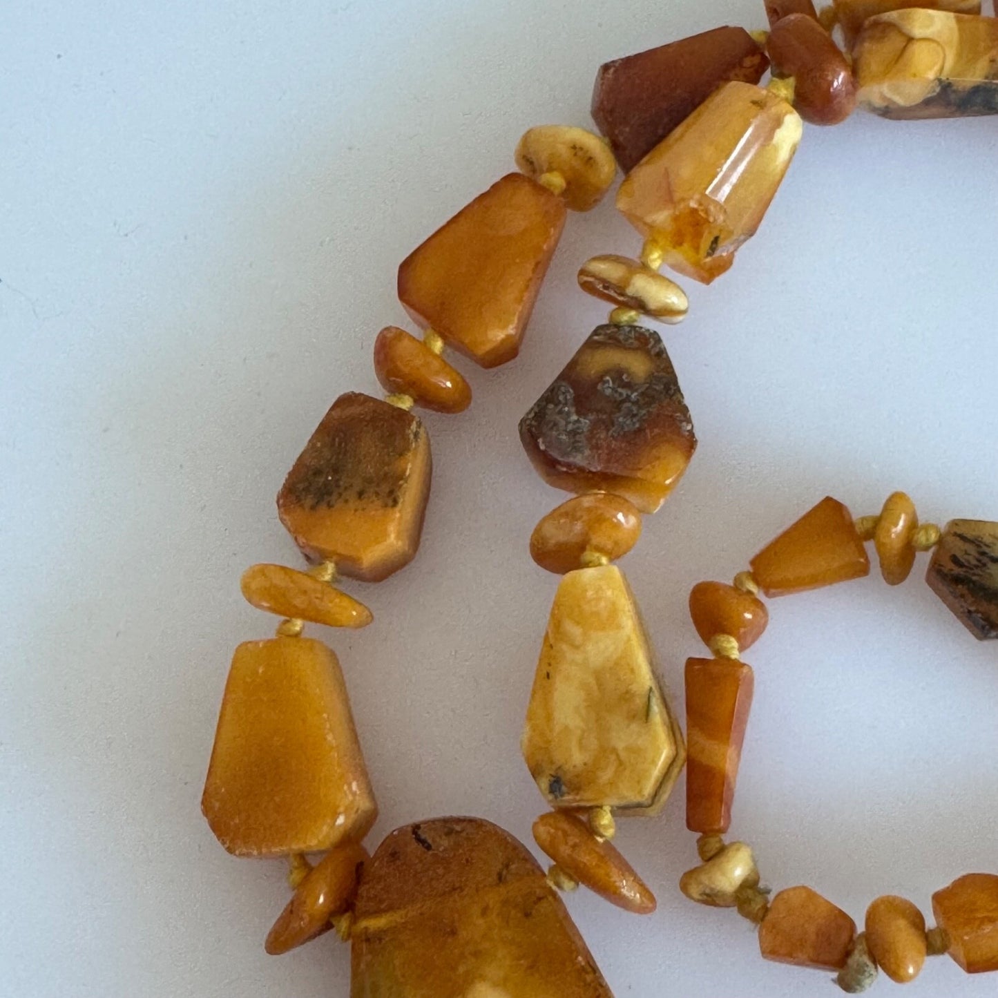 Vintage 25" Hand Knotted Amber Necklace 34g Cognac Butterscotch Egg Yolk