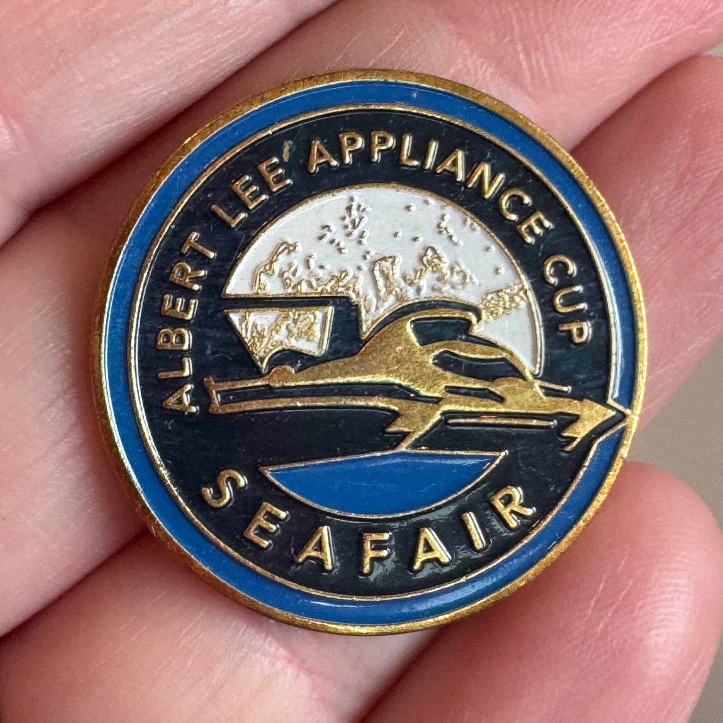 Vintage Albert Lee Appliance Cup Seafair Lapel Pin Seattle Washington